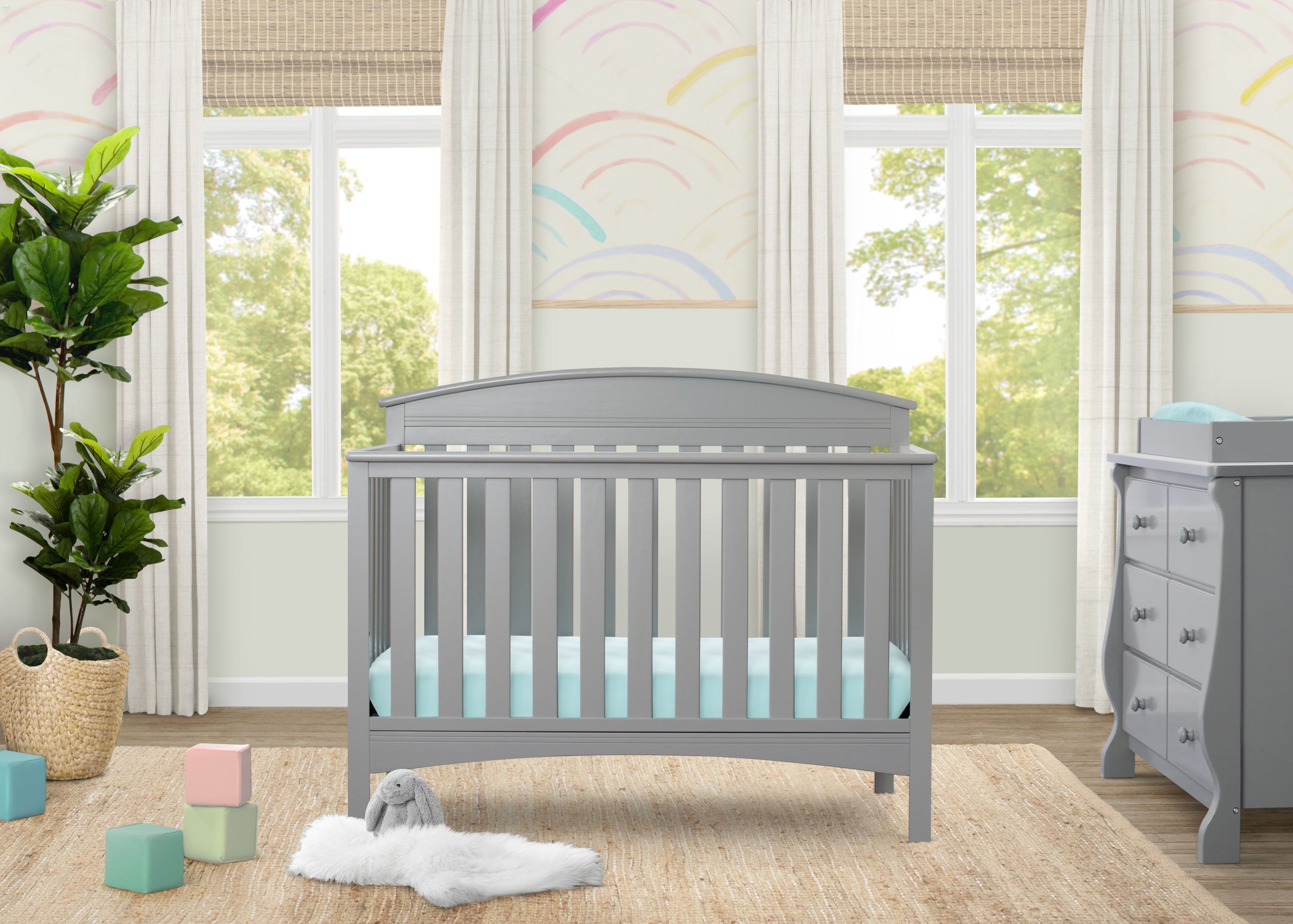 Abby 4-in-1 Convertible Baby Crib - Toddler Bed, Daybed & Full-Size Bed Conversion - Safe Nursery Furniture for Newborn to Teen - Perfect for Bedrooms, Daycare & Guest Rooms