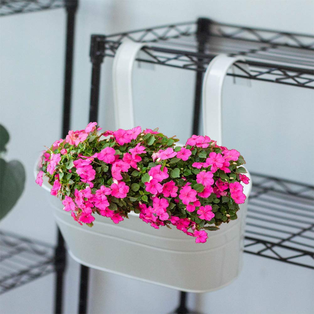 Iron Plant Hanger for Balcony, Patio & Fence - White
