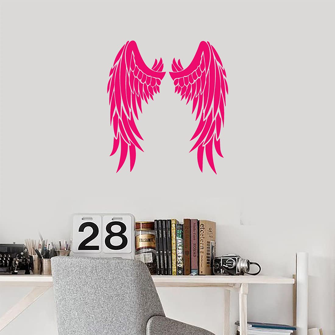 Saint Wings Lovely Pink Vinyl Decal Stickers (Set of 2) - Waterproof Premium Laptop, Phone, Helmet, Car, Bumper, Mug, Cup, Wall & Door Decor - Perfect for Personalizing Devices, Home & Vehicle Accessories