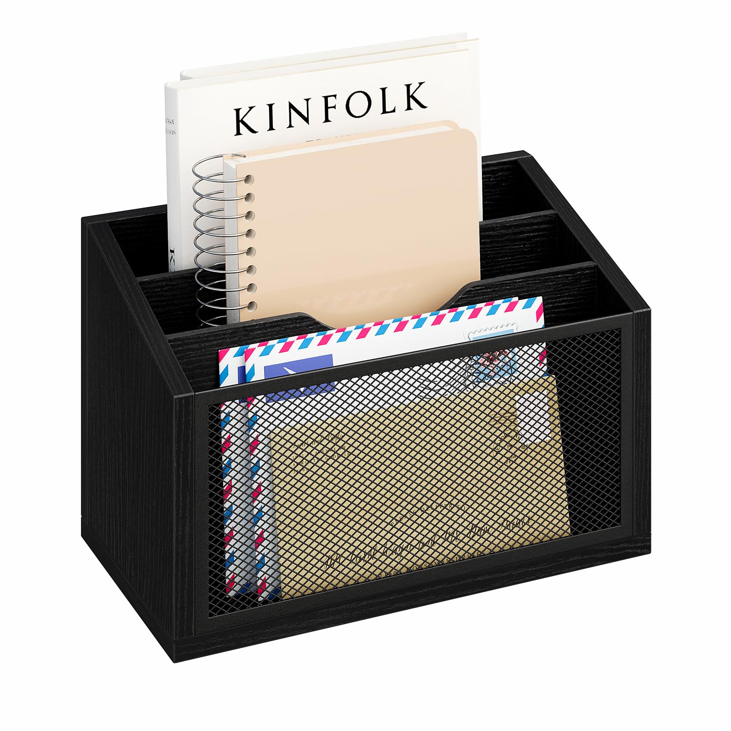 Wall Mounted Mail Organizer with 3 Slots - Countertop Desk Mail Holder for Home & Office - File Letter Paper Folder Sorter - Perfect for Bills, Documents, and Office Organization Accessories