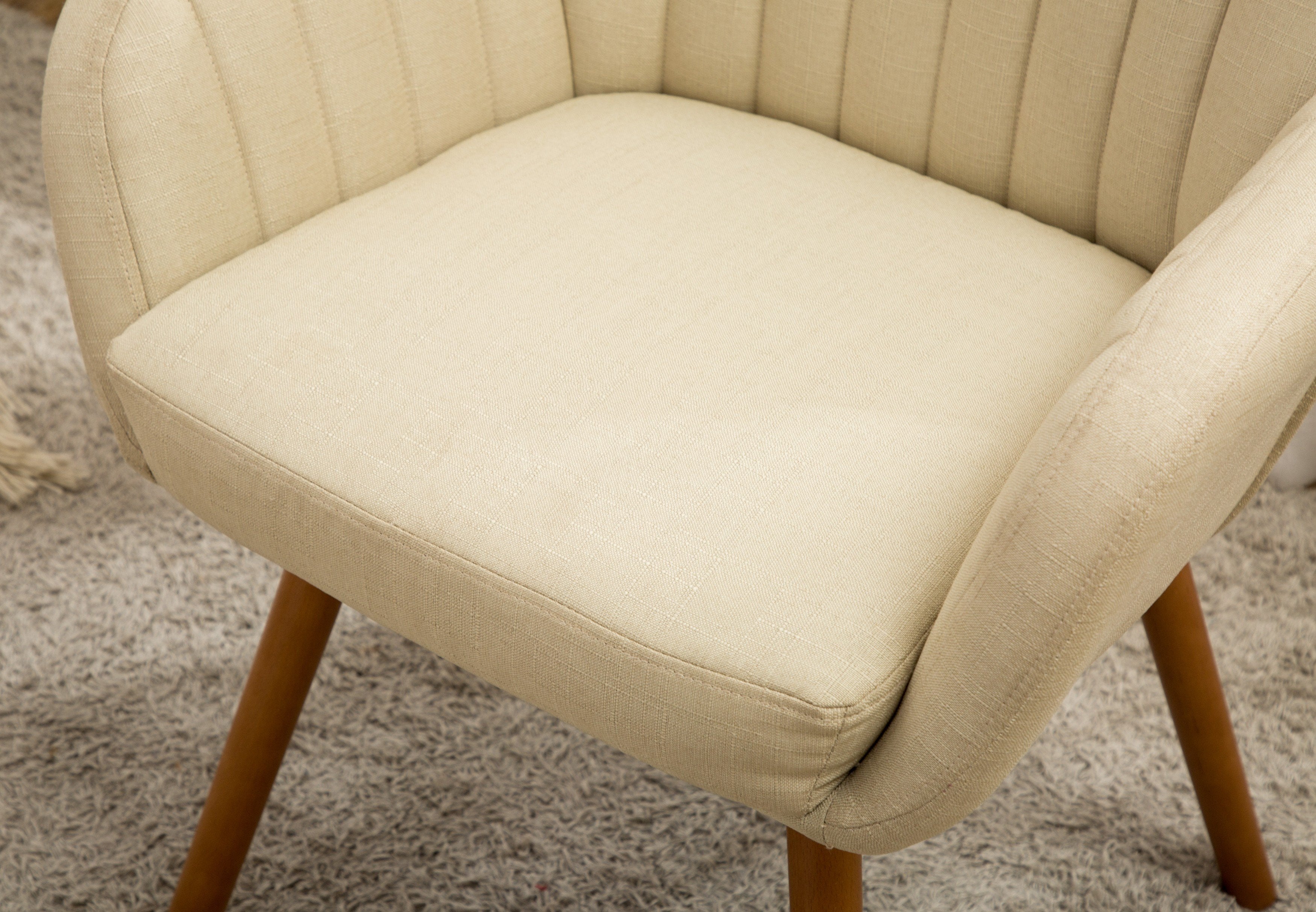Roundhill Furniture Tuchico Modern Fabric Accent Chair - Tan Beige Upholstered Living Room Chair for Lounge, Bedroom & Office