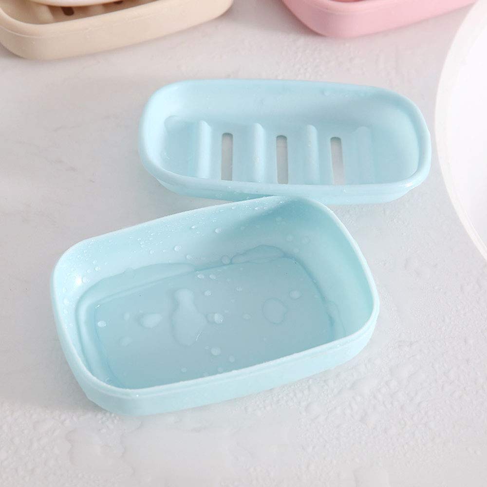 4-Piece BPA-Free Soap Holder Set with Drain Holes - Slotted Design for Faster Drying, Prevents Mushy Soap & Extends Soap Life - Easy to Clean - Perfect for Bathroom, Kitchen, Shower & Travel Use