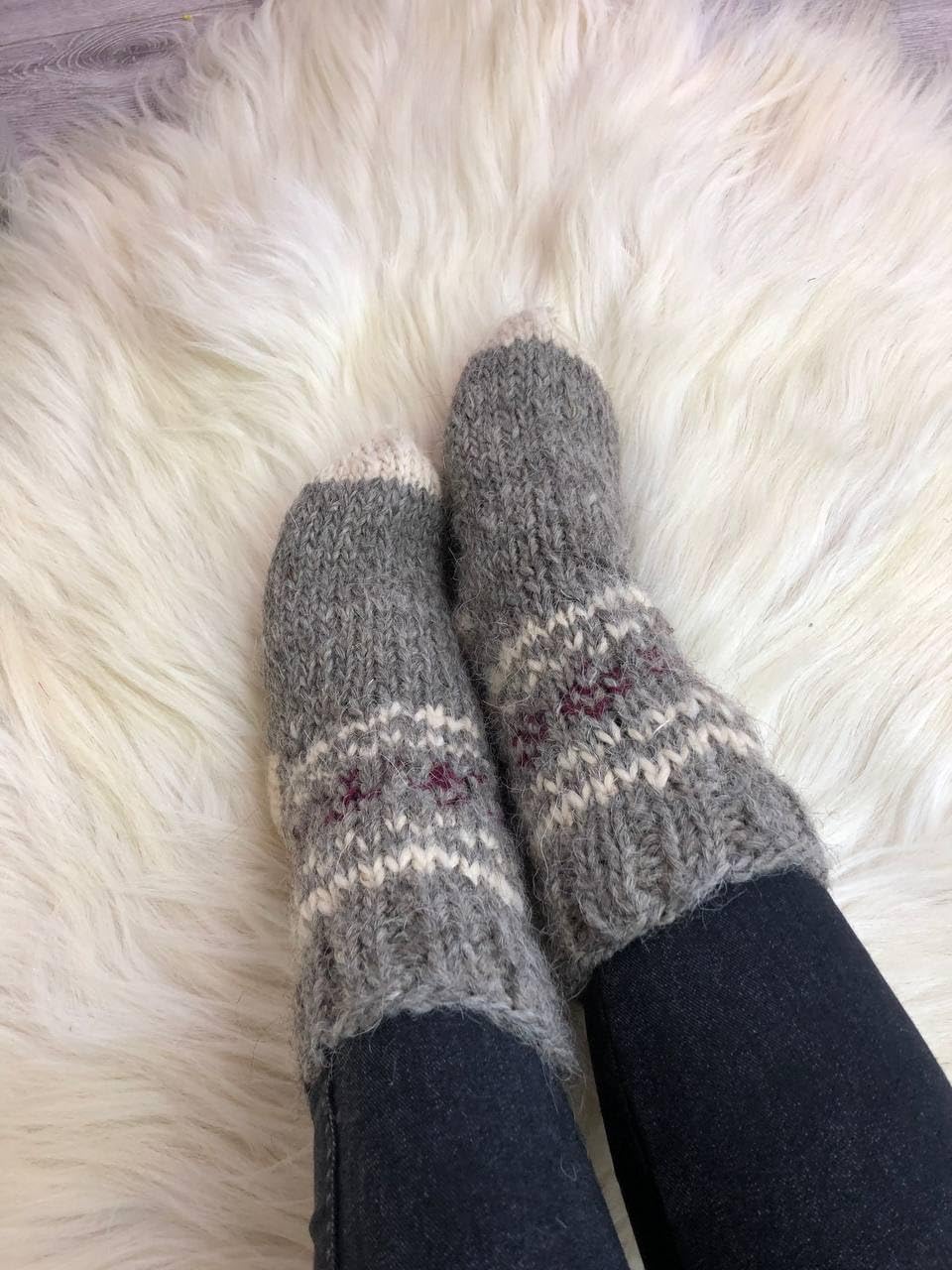 100% Pure Organic Sheep Wool Socks for Men - Handmade Extra Thick Winter Warm Bed Socks - Large Sizes 13-13.5 - Perfect Christmas Gift for Him - Cozy Home, Office & Outdoor Wear