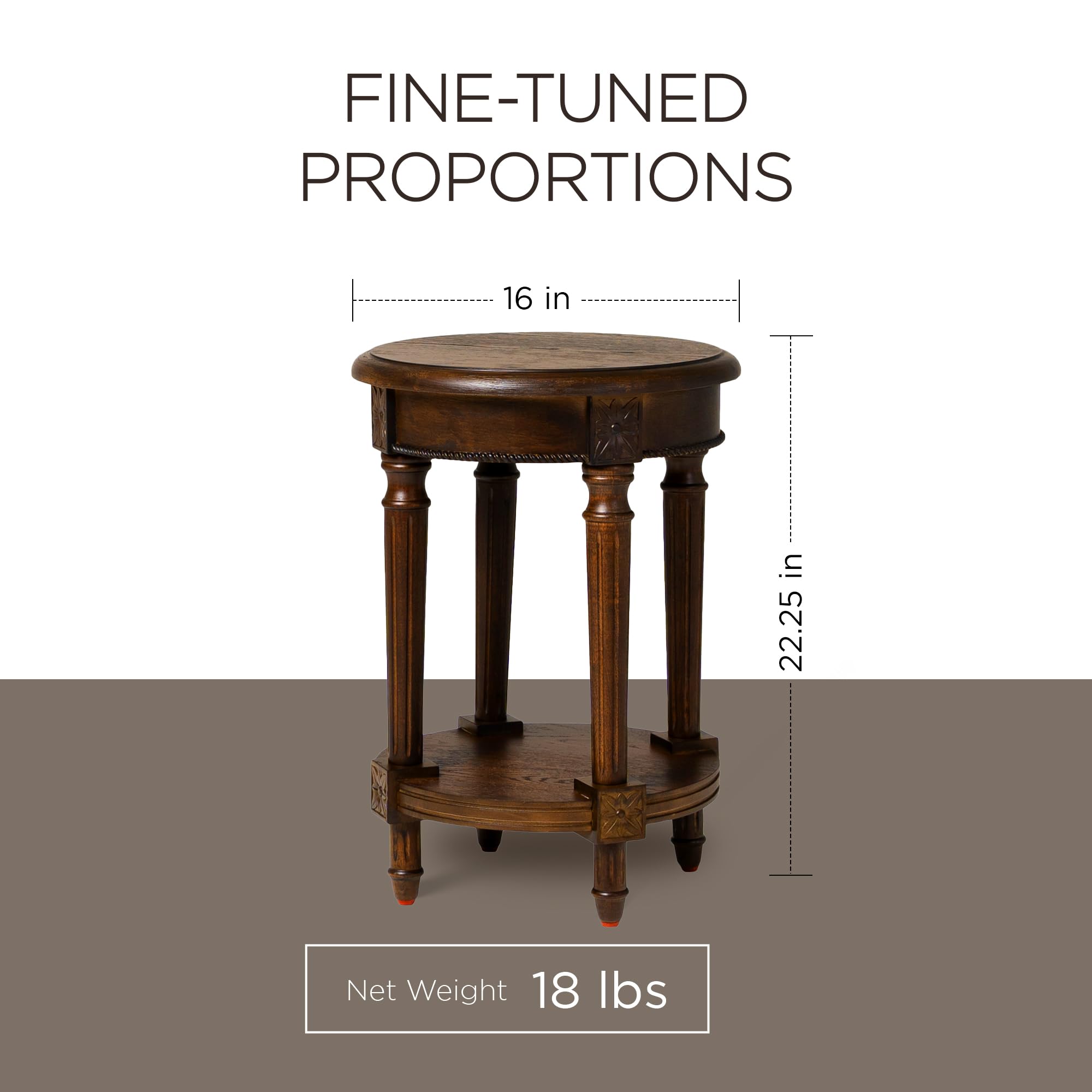 Rustic Brown Wooden Coffee Table Set with Storage - Maven Lane Pullman Traditional Round Center Table & Side Table for Living Room, Home Decor, Farmhouse Style