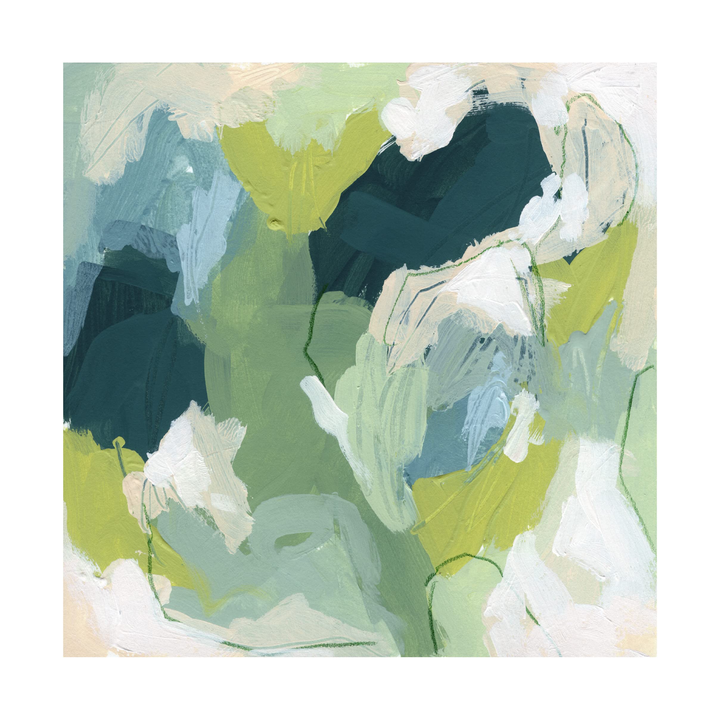 Trademark Fine Art 'Emerald Storm III' Canvas Wall Art Print by June Erica Vess - Modern Abstract Painting for Living Room, Bedroom & Office Decor