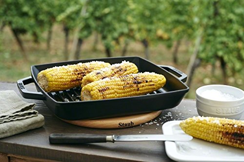 Staub 40511-729 Pure Cast Iron Grill & Frying Pan - 9.1 Inch Square Enameled Griddle with Dual Handles, Gray - Induction Compatible for Perfect Grilling, Searing & Stovetop Cooking - Ideal for Steaks, Burgers, Pancakes & More
