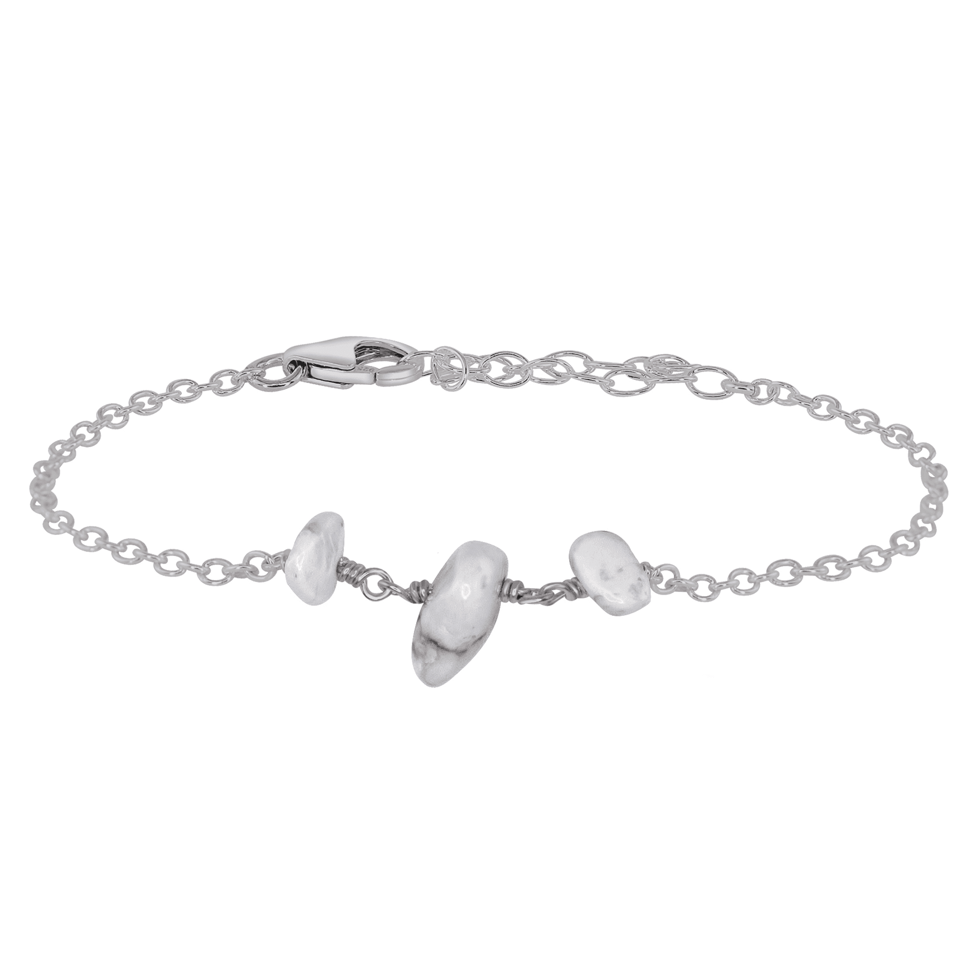 White Howlite Beaded Chain Bracelet for Women - Natural Stone Healing Jewelry for Stress Relief & Positive Energy - Perfect for Yoga, Meditation & Everyday Wear