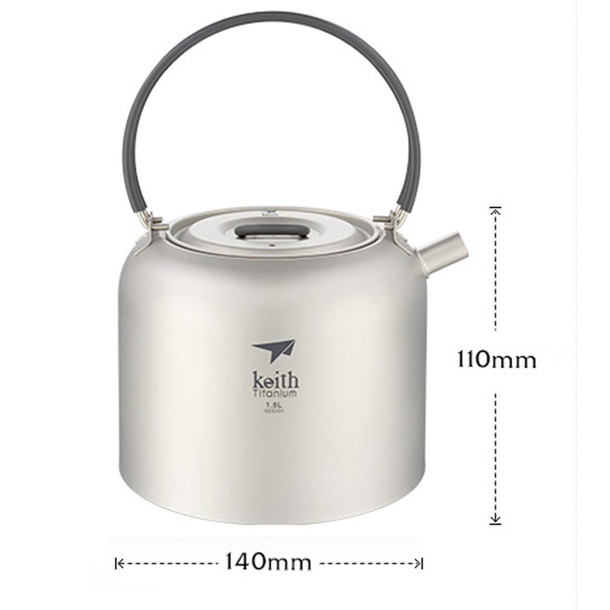 Keith Titanium Ti3907 1.5L Lightweight Camping Kettle - Durable Titanium Tea Pot for Backpacking, Hiking & Outdoor Adventures - Perfect for Boiling Water on Camping Trips