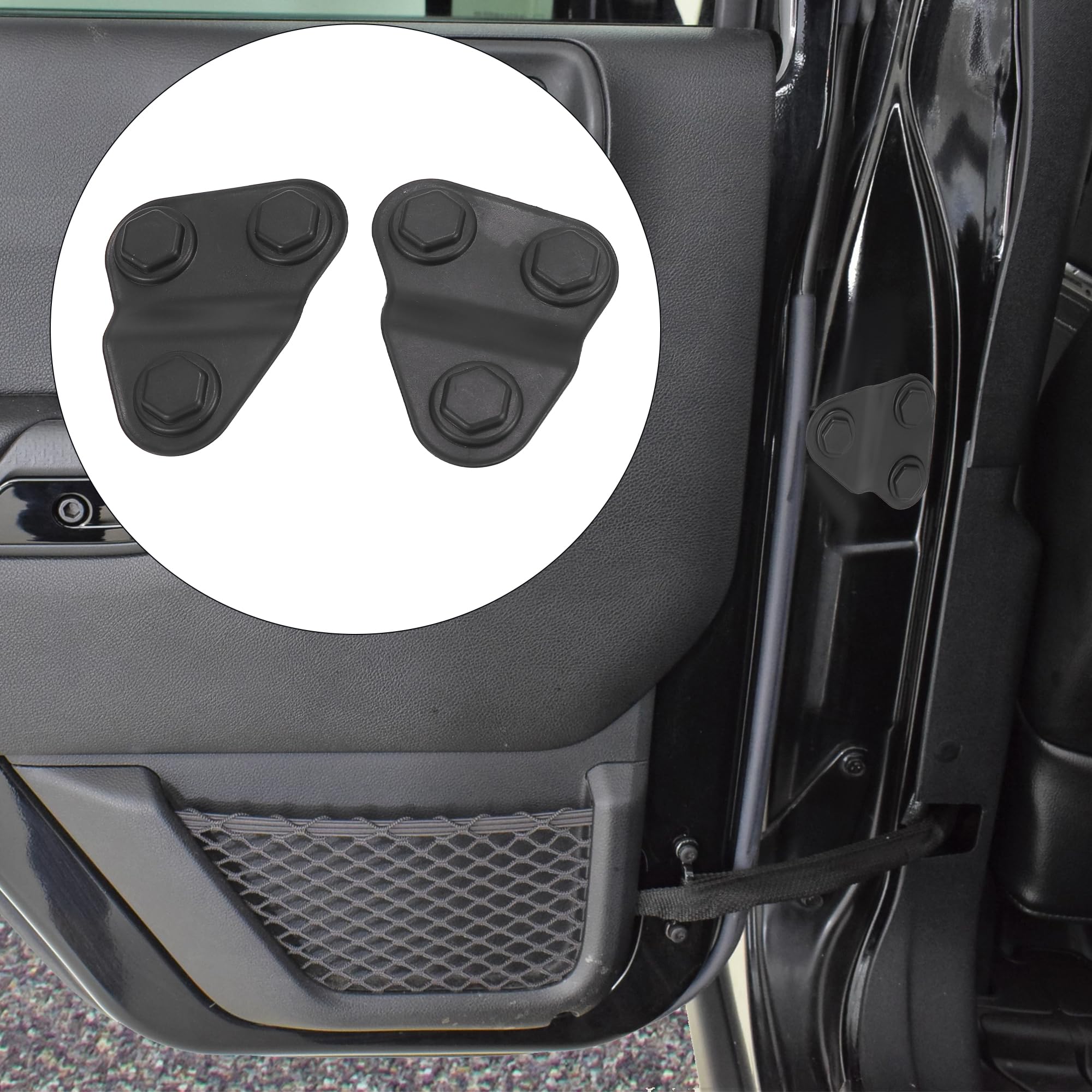 X AUTOHAUX 1 Set ABS Front Door Screw Protection Cover & Lock Decoration for Jeep Wrangler JL (2018-2021) - Durable Trim Accessories for Off-Road & Daily Driving Protection