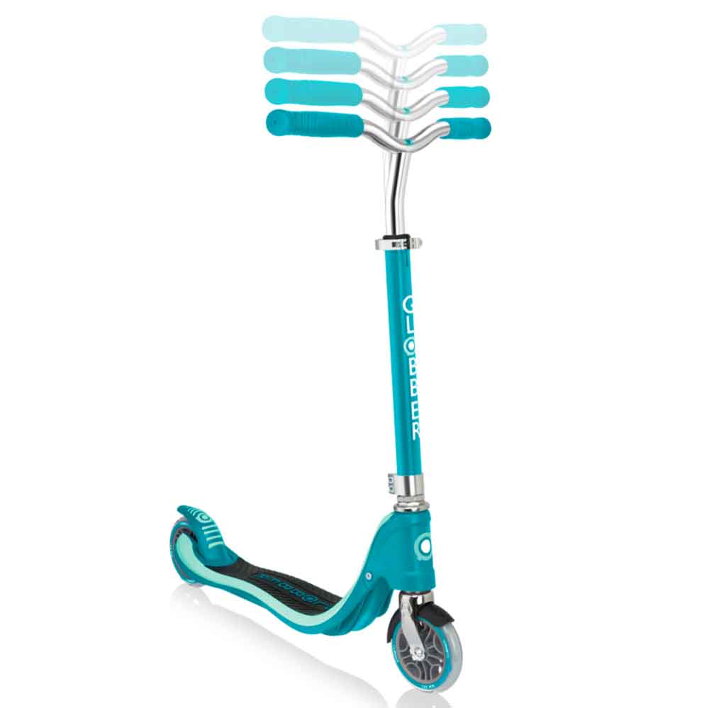 Globber Flow 125 Scooter for Kids & Adults - Lightweight Aluminum Folding Kick Scooter with Adjustable Handlebar - Perfect for Commuting, City Travel & Outdoor Fun
