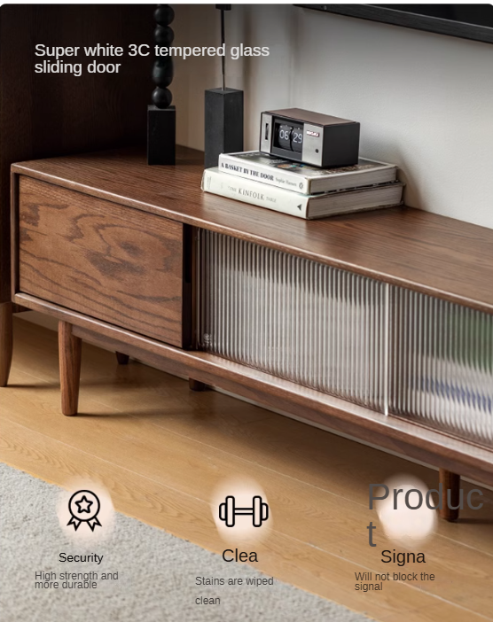 Solid Oak Wood Modern Minimalist TV Stand Floor Cabinet - Perfect for Living Room, Bedroom & Home Theater Setup