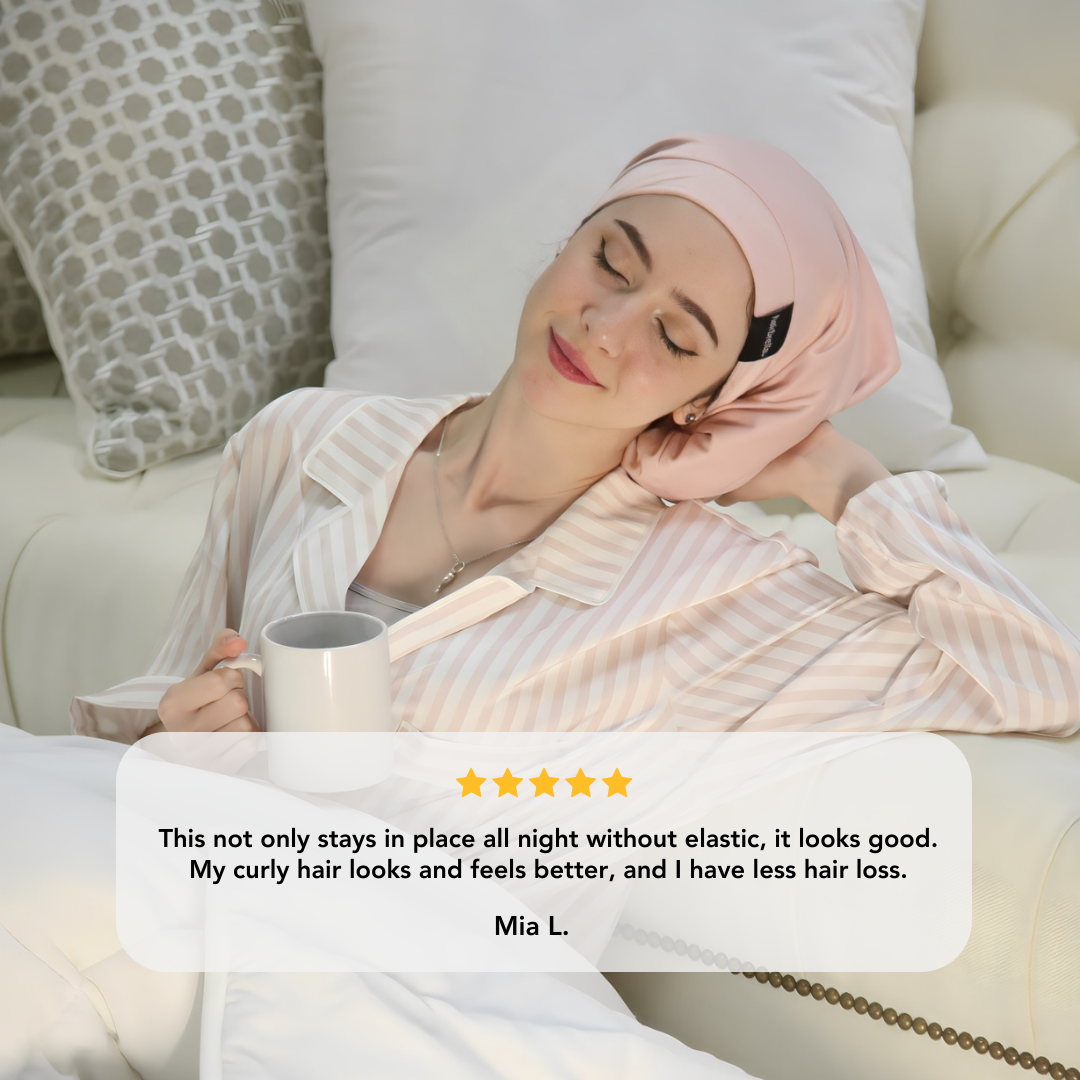 Satin Lined Sleep Cap for Natural Hair - Hairbrella Silk Bonnet for Curly & Afro Hair - Nighttime Hair Protection for Women & Men - Perfect for Bedtime & Travel