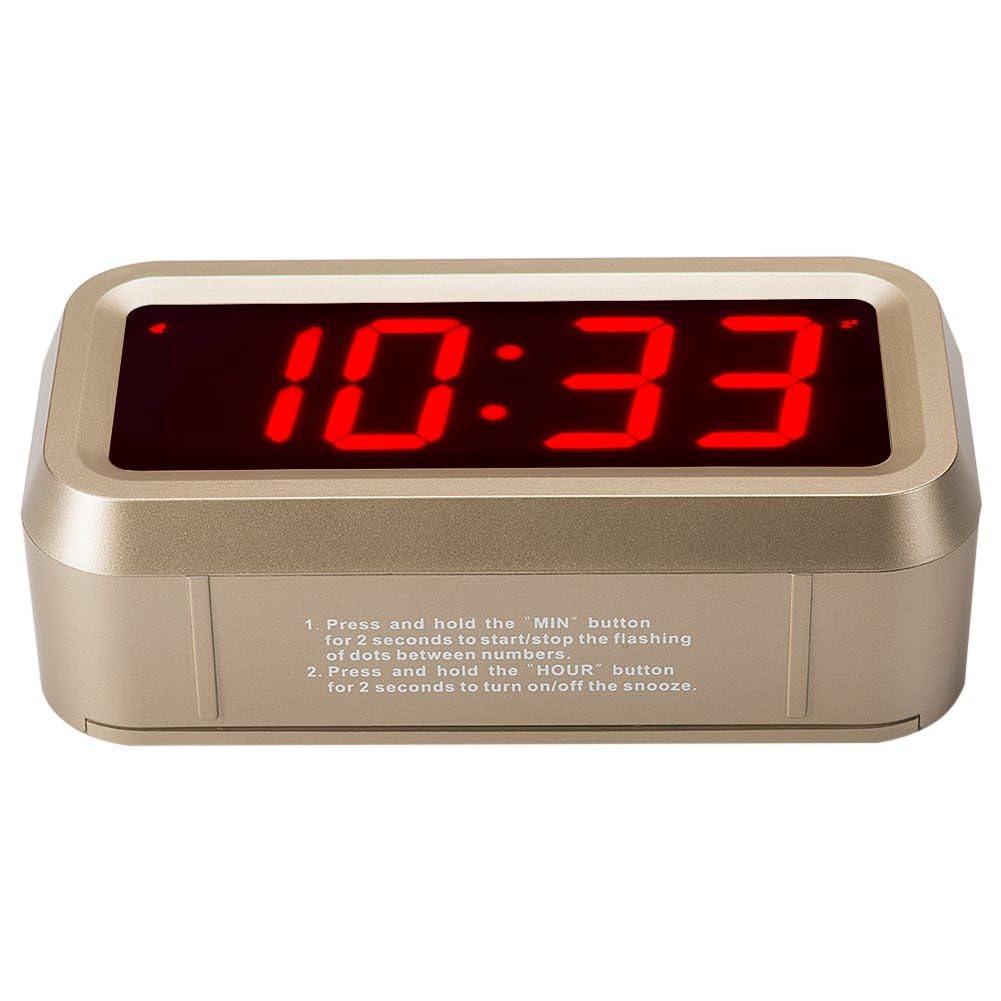Battery Operated LED Digital Alarm Clock for Bedrooms - 3-Level Brightness Adjustable, Snooze Function, 12/24H Display - Perfect for Desk, Bedside, Table & Travel Use