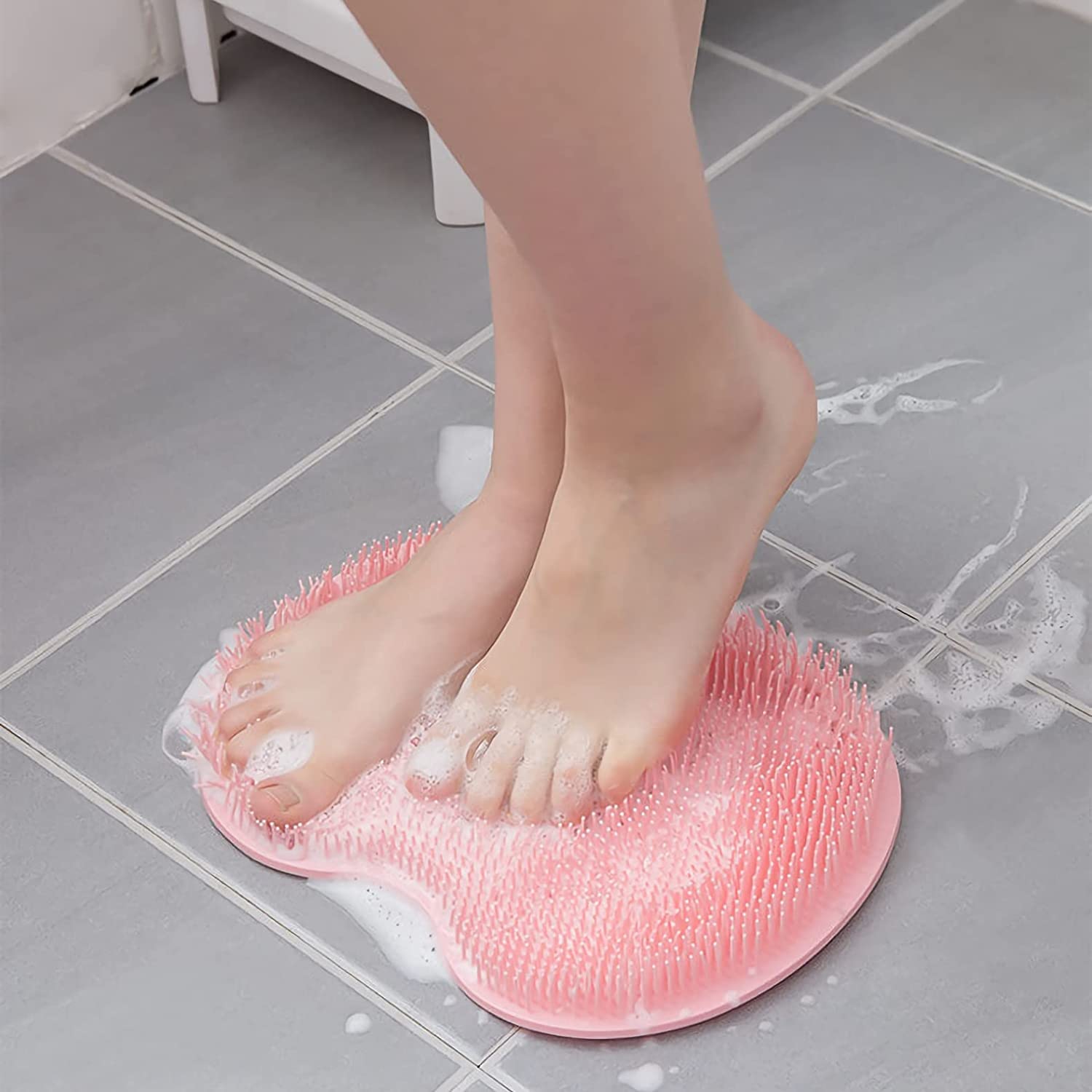 Nixby Non-Slip Shower Foot Scrubber with Suction Cups - Exfoliating Massage Mat for Foot Pain Relief & Improved Circulation - Multicolor Bath Brush for Relaxing Spa Experience at Home
