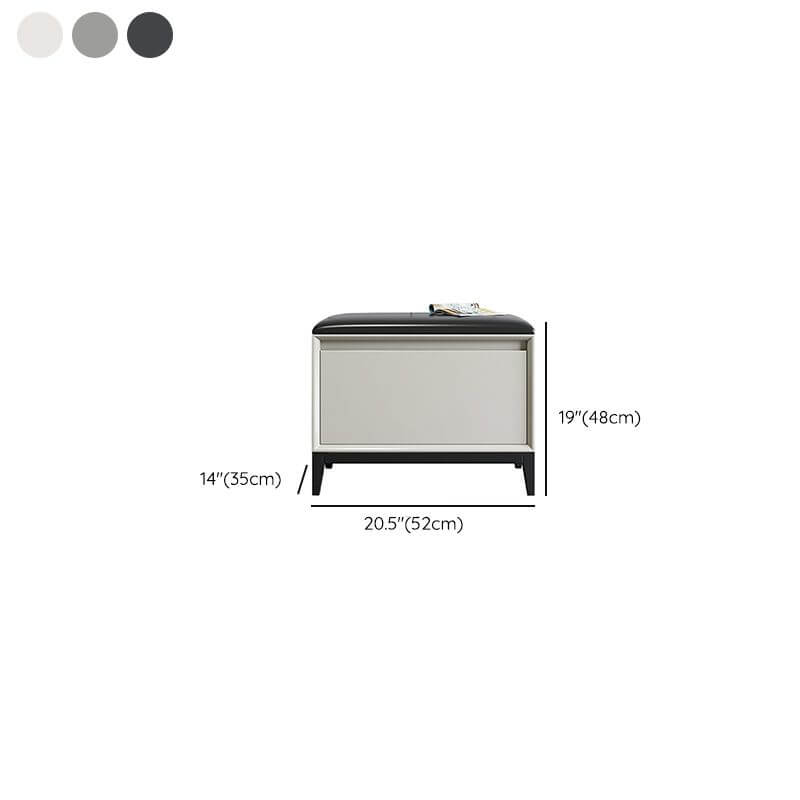 Modern Black Faux Leather Rectangle Storage Ottoman with Wood Frame and Nailhead Trim - Stylish Living Room Footrest, Bedroom Bench & Hidden Storage Solution for Home Decor