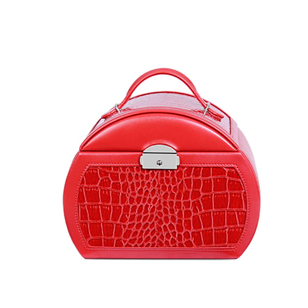 Elegant Princess Jewelry Box with Lock - Vintage European & Korean Style Handmade Ring Storage Box (Red, 16x17.5cm) | Perfect for Wedding, Birthday Gifts & Jewelry Organization