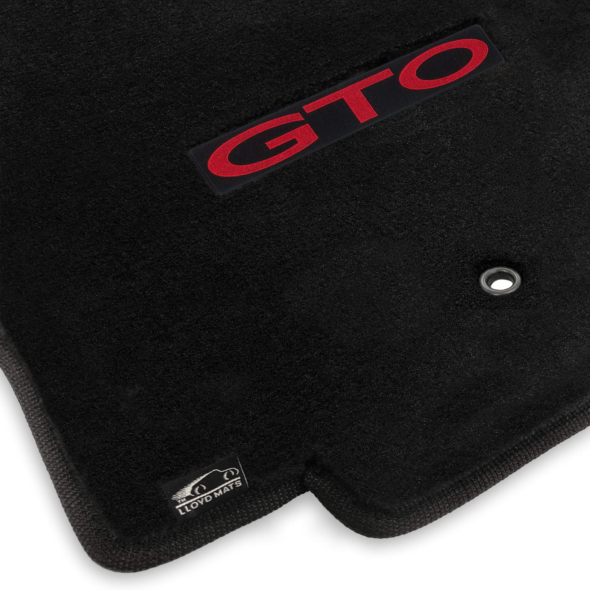 Premium Custom-Fit Carpeted Floor Mats for 2005-2006 Pontiac GTO - Black with Red GTO Logo (2-Piece Front Set) | Luxury Car Floor Liners for Enhanced Comfort & Style | Perfect for Daily Driving, Road Trips & Car Shows