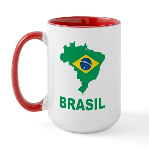 White/Red Inside - Brazil Large Mug