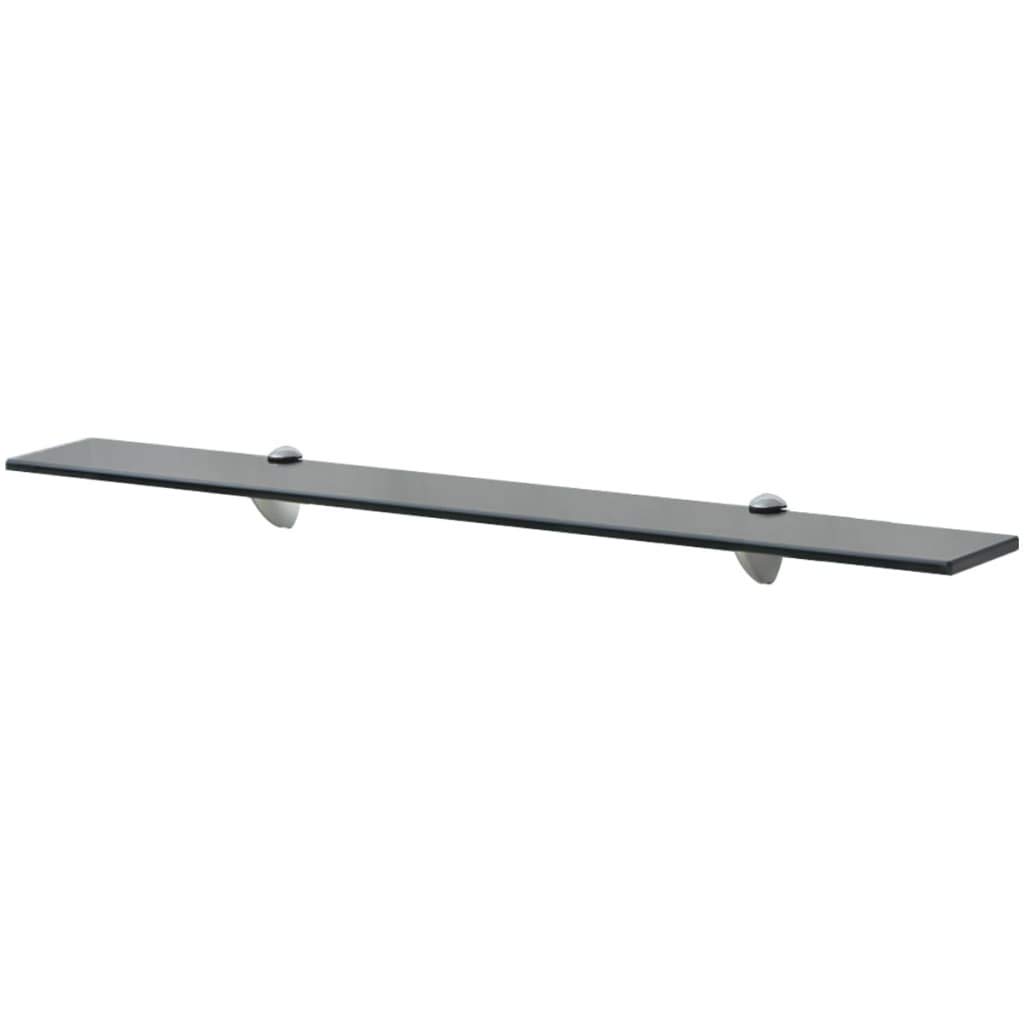 vidaXL Modern Floating Shelves Set of 2 - Black Tempered Glass Wall Shelves with Zinc Alloy Brackets - Easy Installation for Living Room, Bedroom & Office Decor