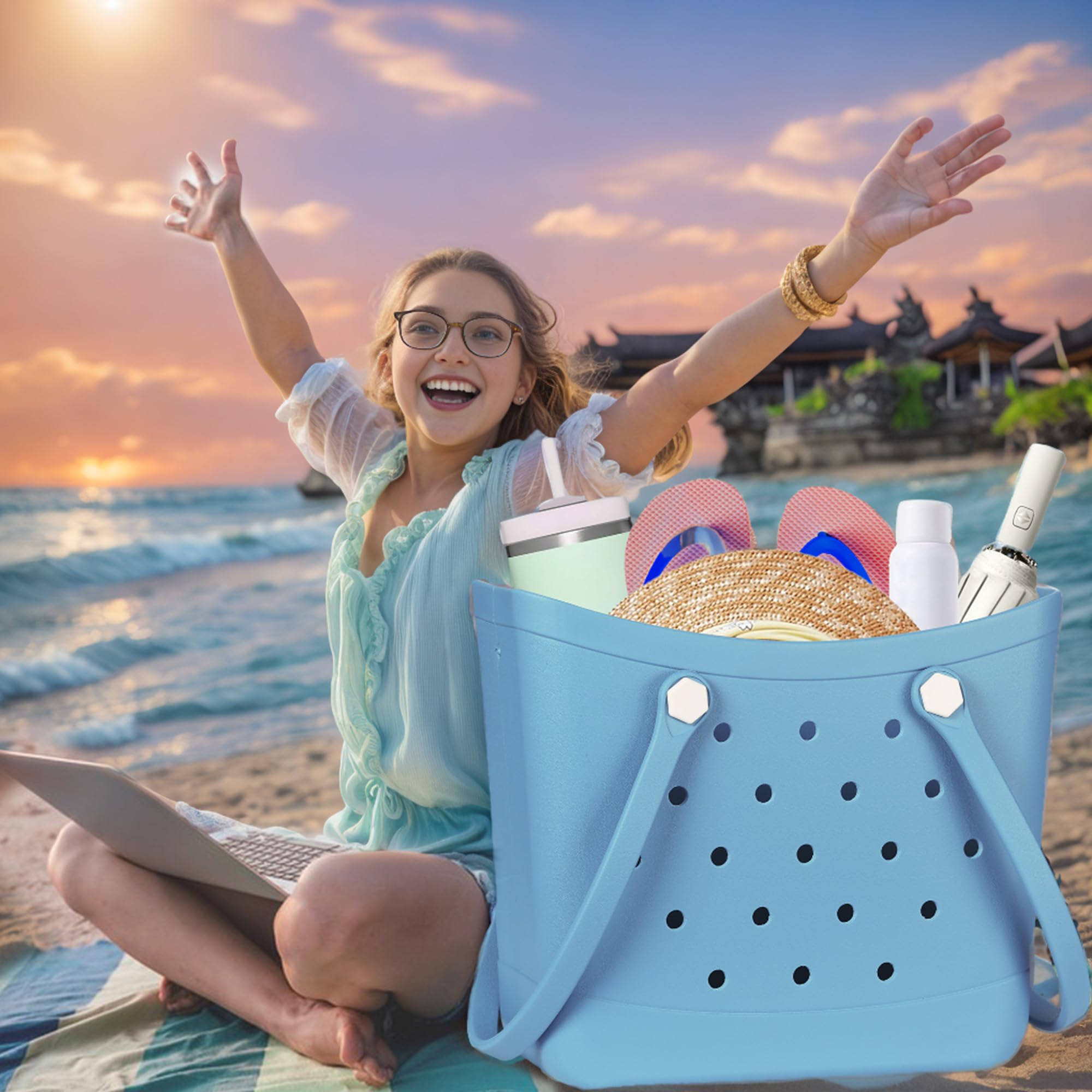 Waterproof Large Beach Tote Bag for Pool, Boat & Groceries