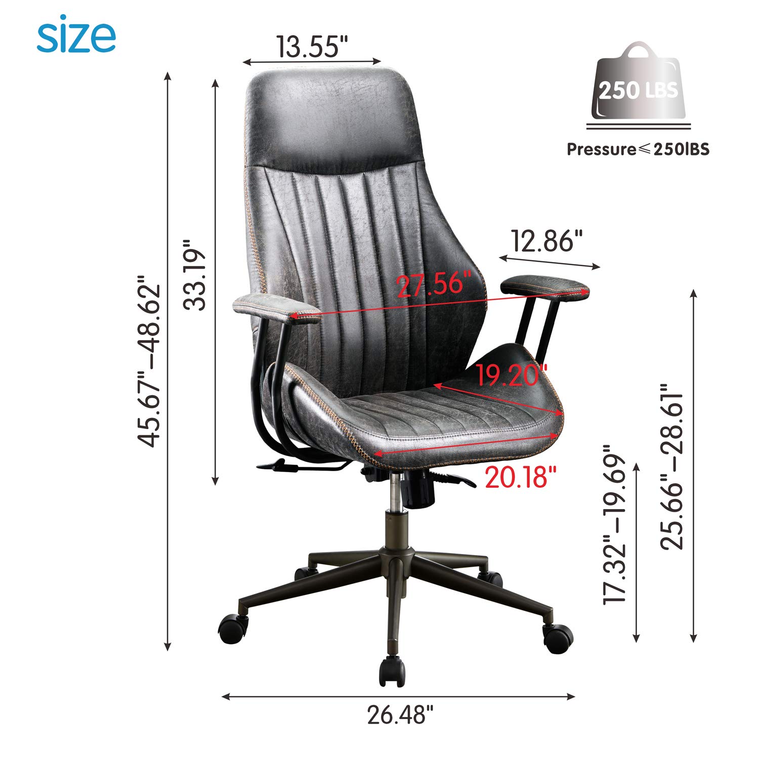 Ergonomic Office Chair - High Back Executive Desk Chair with Lumbar Support, Modern Suede Leather Computer Chair for Home & Office Workspace - Comfortable Seating for Long Hours (Grey) - Perfect for Remote Work, Gaming & Study Sessions
