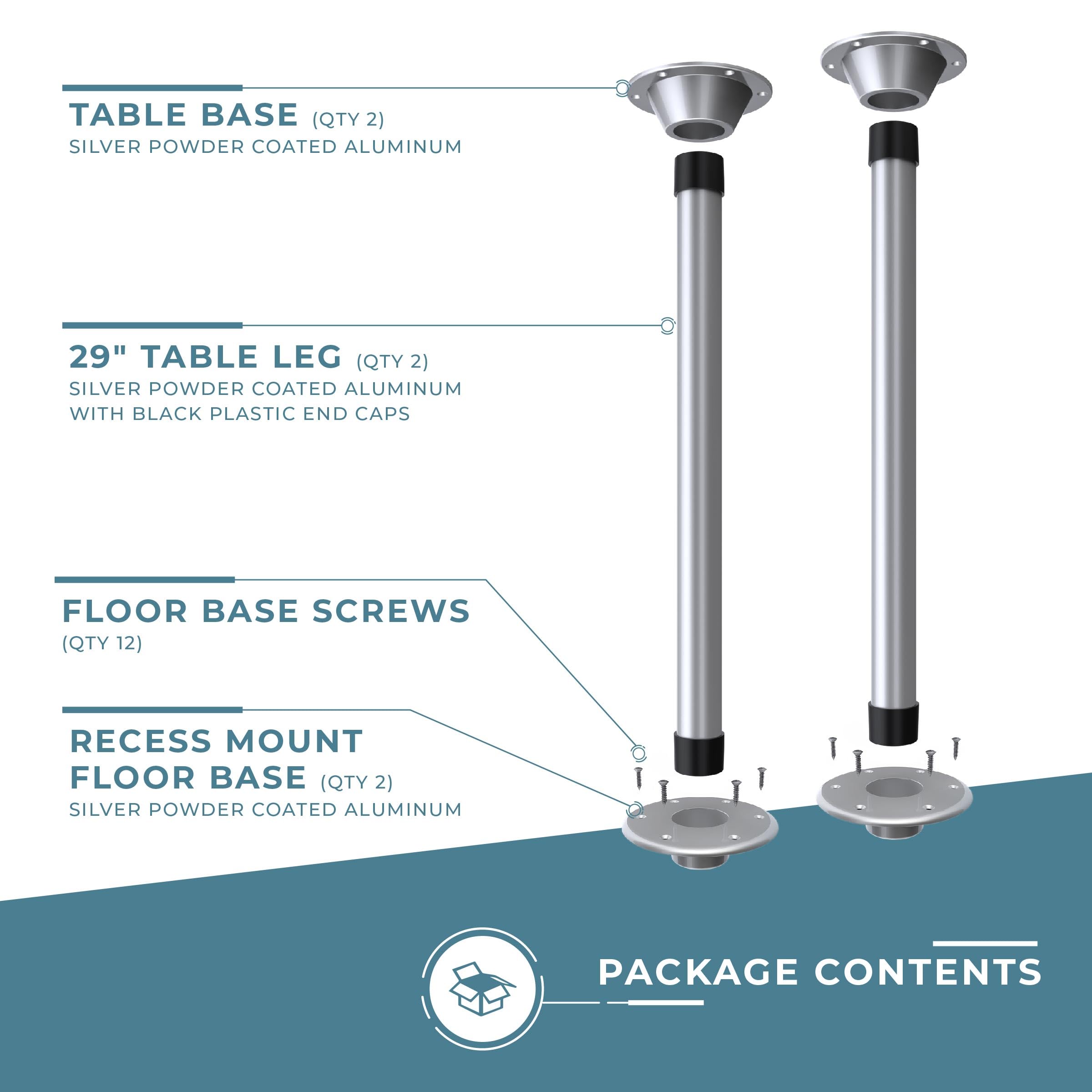 Manufacturers' Select ITC RV or Boat Table Leg System - 2 Complete SurFit 29