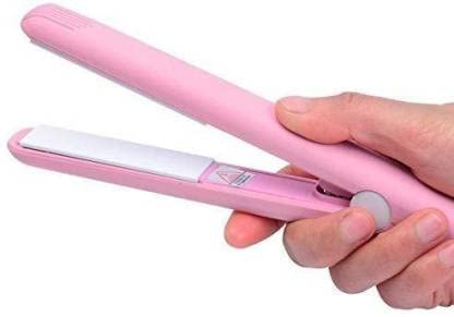 MISSLOOK Mini Professional Temperature Control Flat Iron Hair Straightener for Women - Hair Straightening Brush & Curler with Fast Heating for Quick Styling (Pink) | Perfect for Travel, Home Use & Salon Styling
