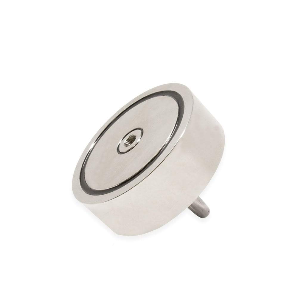 N42 Neodymium Pot Magnet with M12 & M10 Eyebolts & 10m Rope - 116mm x 32mm - 882lbs Pull Force for Magnet Fishing, Underwater Recovery, Metal Detecting & Treasure Hunting - Perfect for Lakes, Rivers & Outdoor Adventures