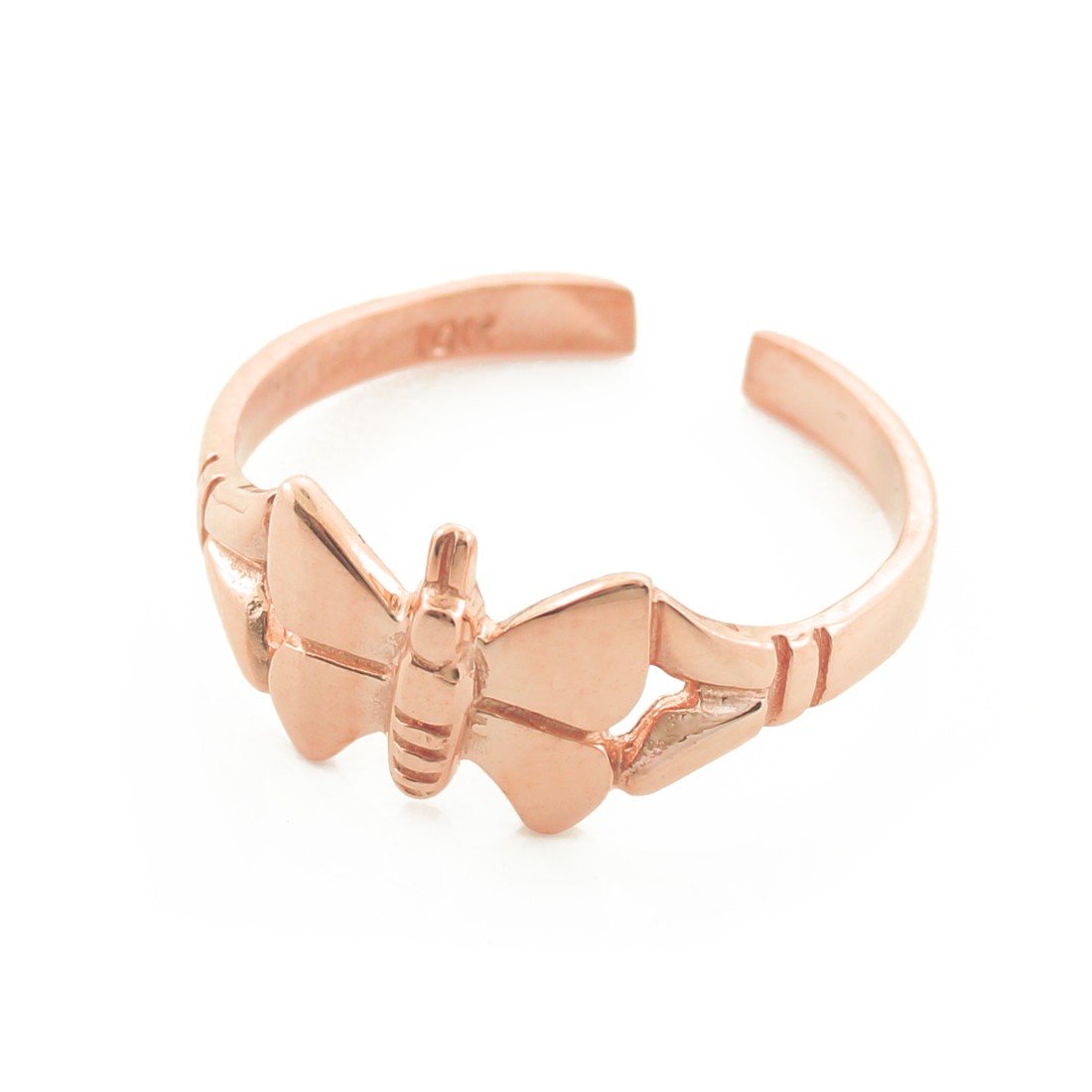 14K Rose Gold Butterfly Toe Ring for Women - Dainty & Elegant Foot Jewelry - Perfect for Beach, Summer & Boho Fashion