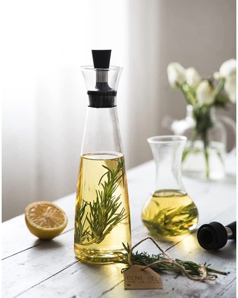 Premium Borosilicate Glass Oil Dispenser Bottle - 250ml Leak-Proof Kitchen Oil & Vinegar Cruet with Drip-Free Spout (Transparent) - Perfect for Cooking, Salad Dressing & Baking Needs