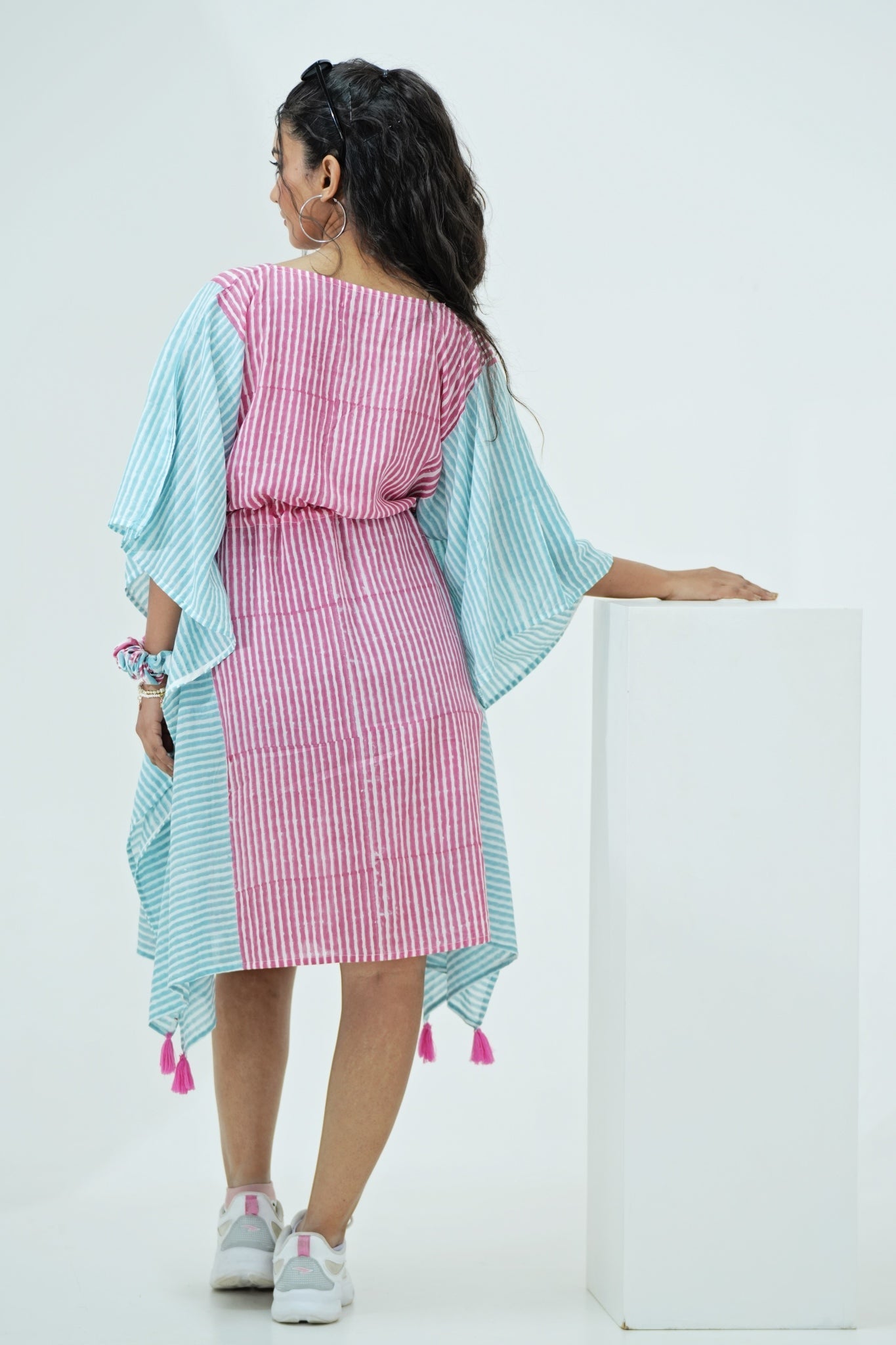 Hand Block Printed Kaftan Dress - Floral Bohemian Cotton Maxi Tunic for Women | Perfect for Beach Cover Up, Summer Vacation & Boho Chic Outfits