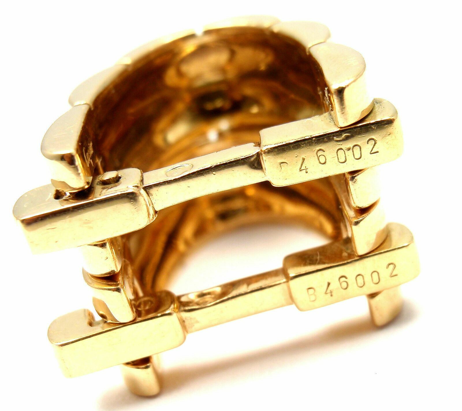 Authentic Cartier Panthere Maillon 18k Yellow Gold Stirrup Cufflinks for Men - Luxury Gift for Weddings, Business & Formal Occasions