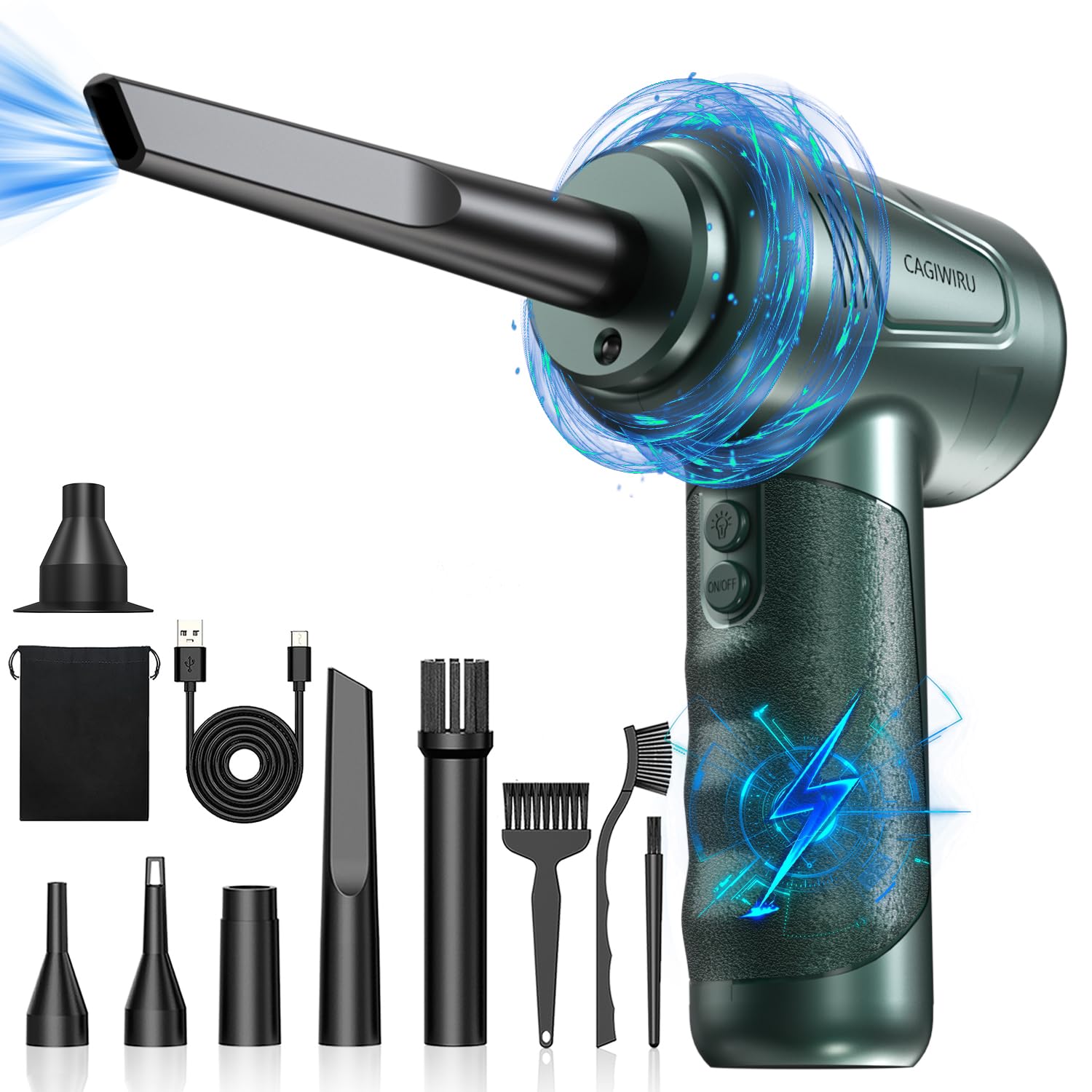 Cordless Electric Air Duster 4.0 - 3 Speed Rechargeable Air Blower for Keyboard, PC & Car Cleaning with LED Light | No Canned Air | Perfect for Electronics, Office & Home Use