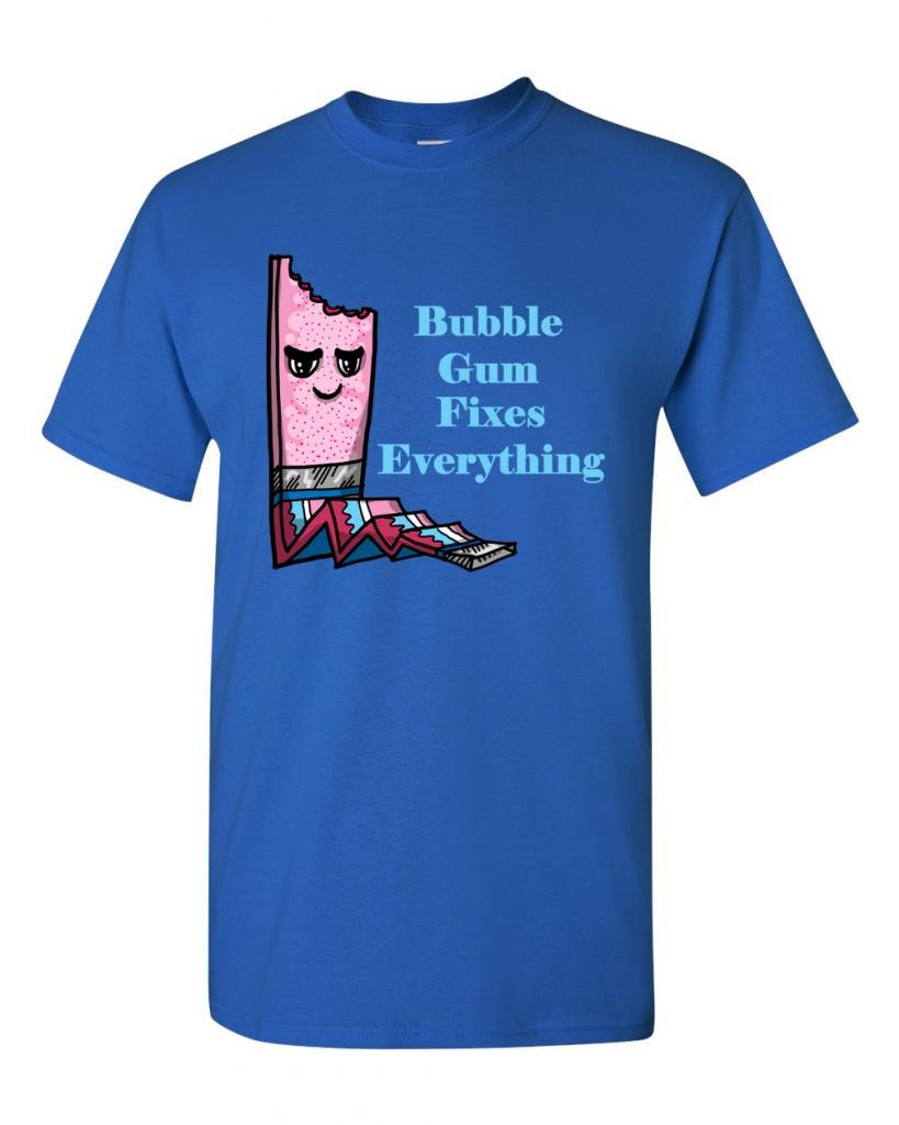 Bubble Gum Fixes Everything Funny Adult T-Shirt - Trendy Graphic Tee for Casual Wear & Gifts