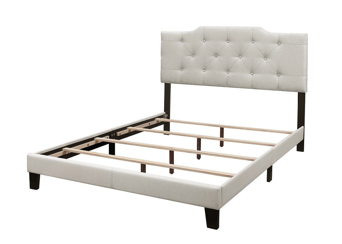 Kimberly Upholstered Queen Size Bed in Beige - Modern Bedroom Furniture for Master Bedroom & Guest Room