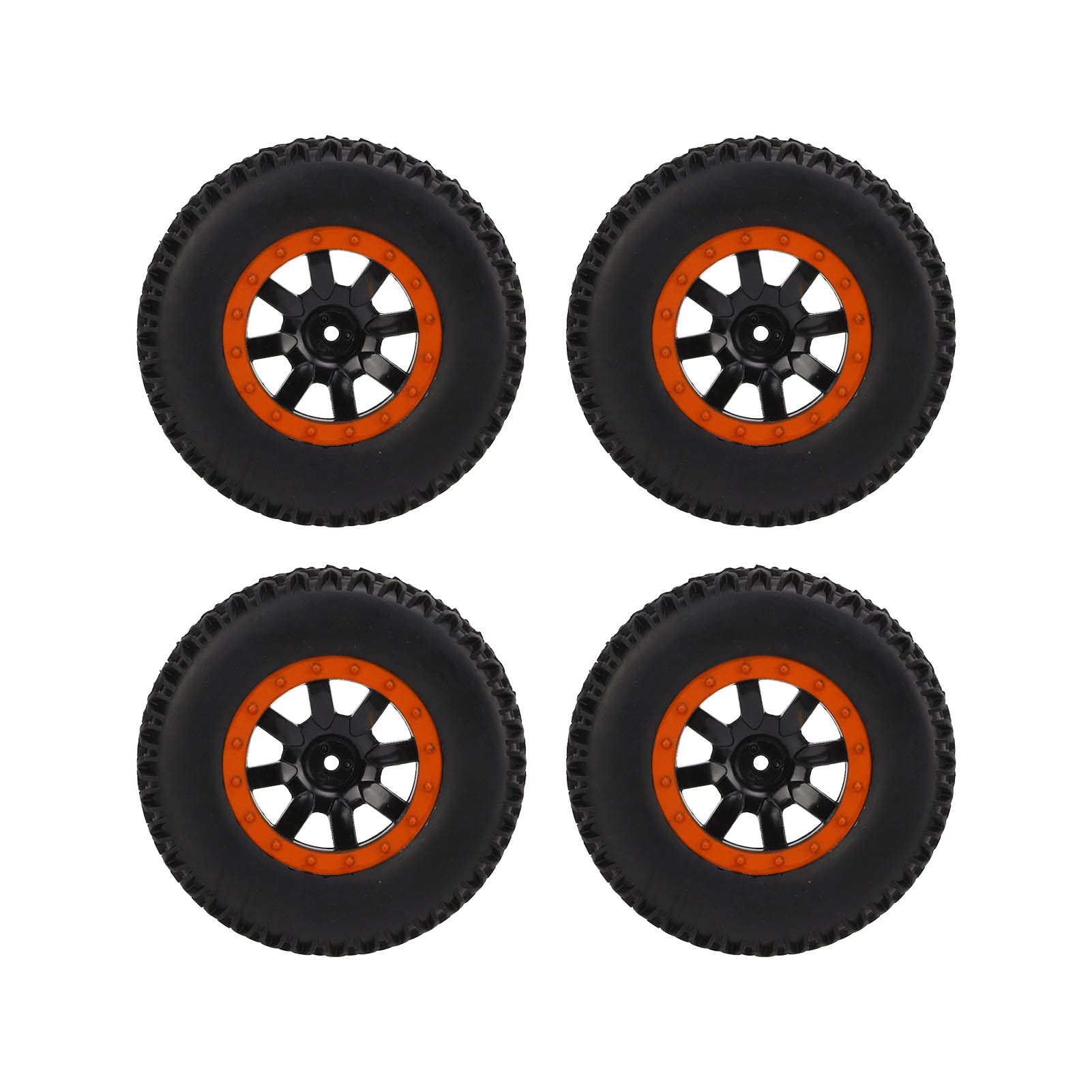 Dilwe 1/10 Scale RC Short Course Truck Tires - 4pcs High Performance Rubber Wheels for Traxxas Slash, Arrma Senton & Other 1/10 RC Trucks | Off-Road Racing, Bashing & Crawling Upgrades (Orange)