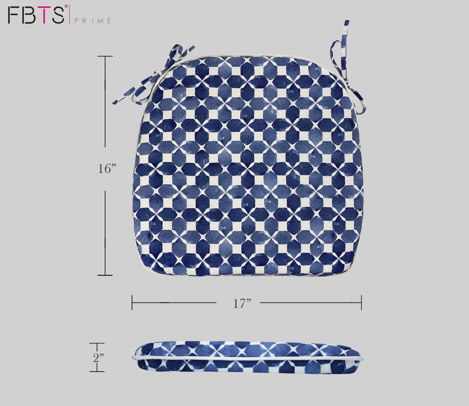 Premium Outdoor Chair Cushions Set of 2 - 16x17 Inch Water-Resistant Navy Blue U-Shaped Patio Seat Cushions with Secure Ties - Perfect for Garden, Deck, Balcony & Home Office Furniture (Indoor/Outdoor Use)