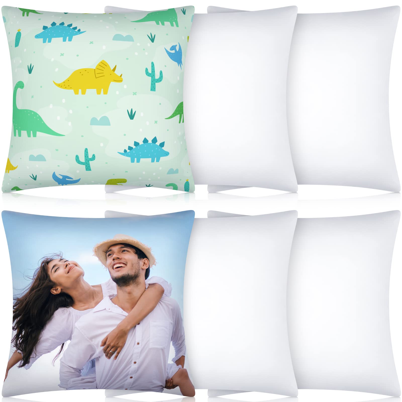 6 Pack White Sublimation Pillow Cases - 18x18 Inch Heat Transfer Polyester Covers with Concealed Zipper for DIY Printing | Perfect for Home Decor, Gifts & Custom Photo Pillows