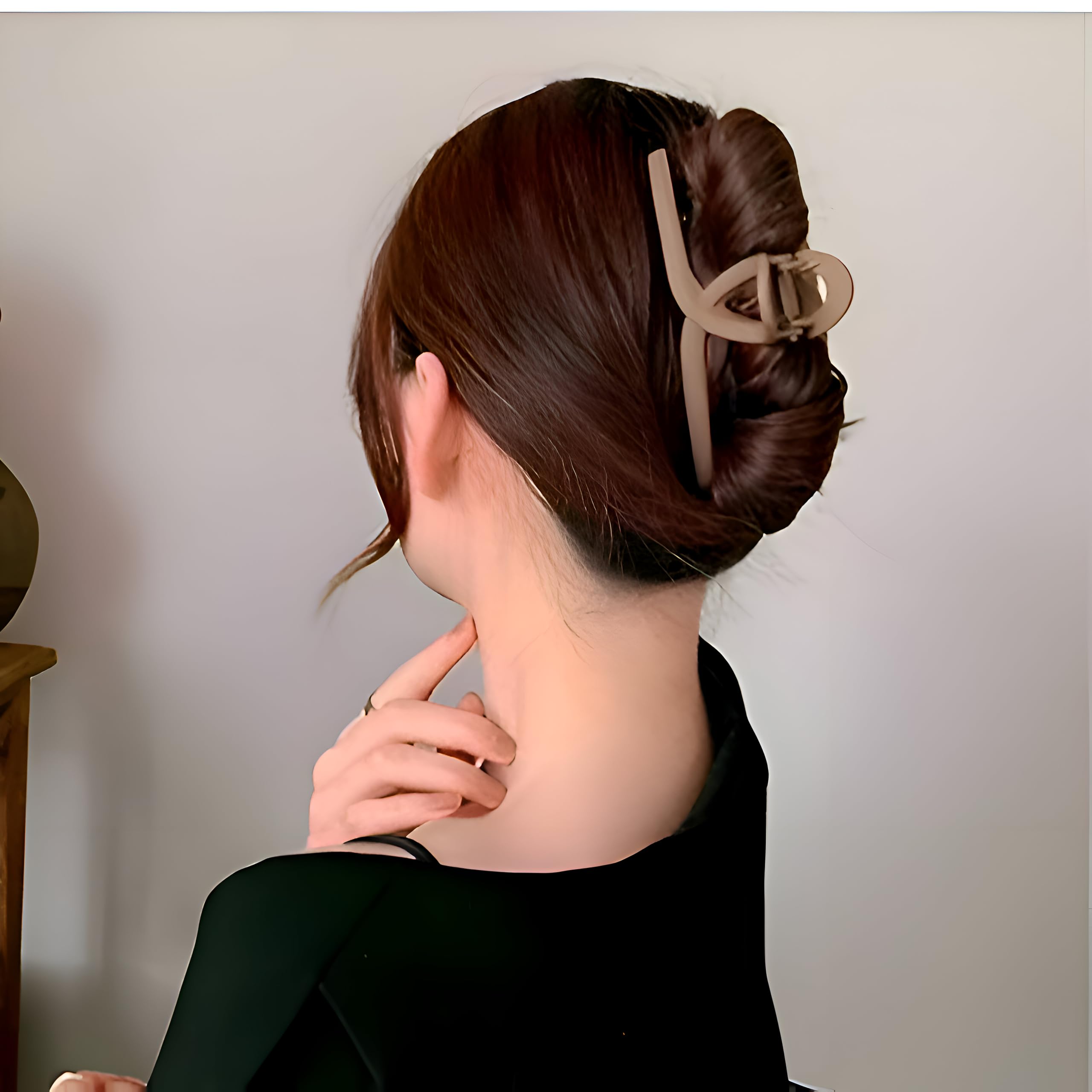 ALIBA COLLECTION Large Hair Claw Clips for Thick & Thin Hair - Matte Non-Slip Strong Hold Barrettes for Women & Girls (4-Piece Set: Beige, Light Brown, Brown, Black) - Perfect for Ponytails, Buns & Everyday Hairstyles