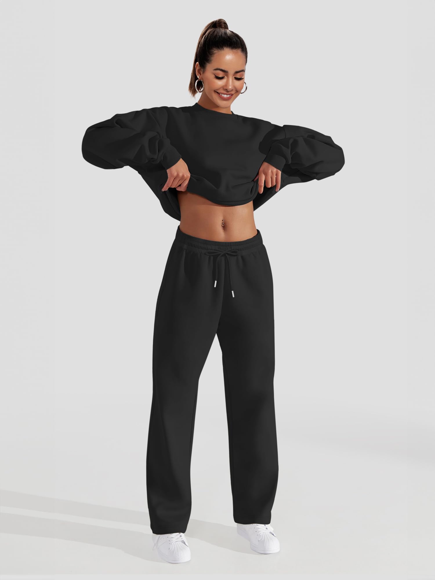 FUPHINE Women's Oversized Two Piece Lounge Set - Loose Pullover & Pants Sweatsuit Outfit for Casual Wear, Home Comfort & Street Style Fashion
