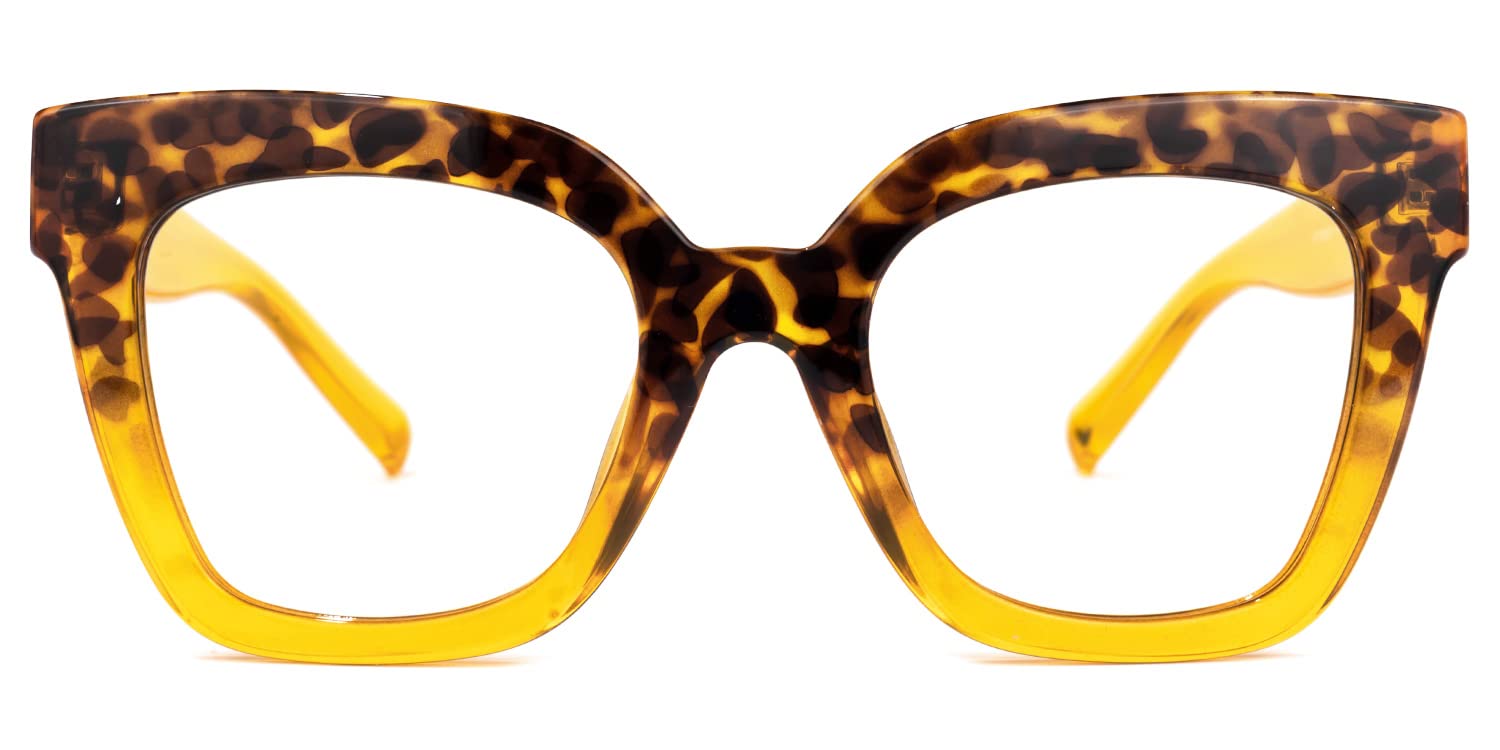 Zeelool Trendy Rectangle Blue Light Blocking Glasses for Women | TR90 Lightweight Eyewear | Malcolm VFT0269 Tortoise Frame with Clear Lens | Perfect for Office Work & Digital Screen Use