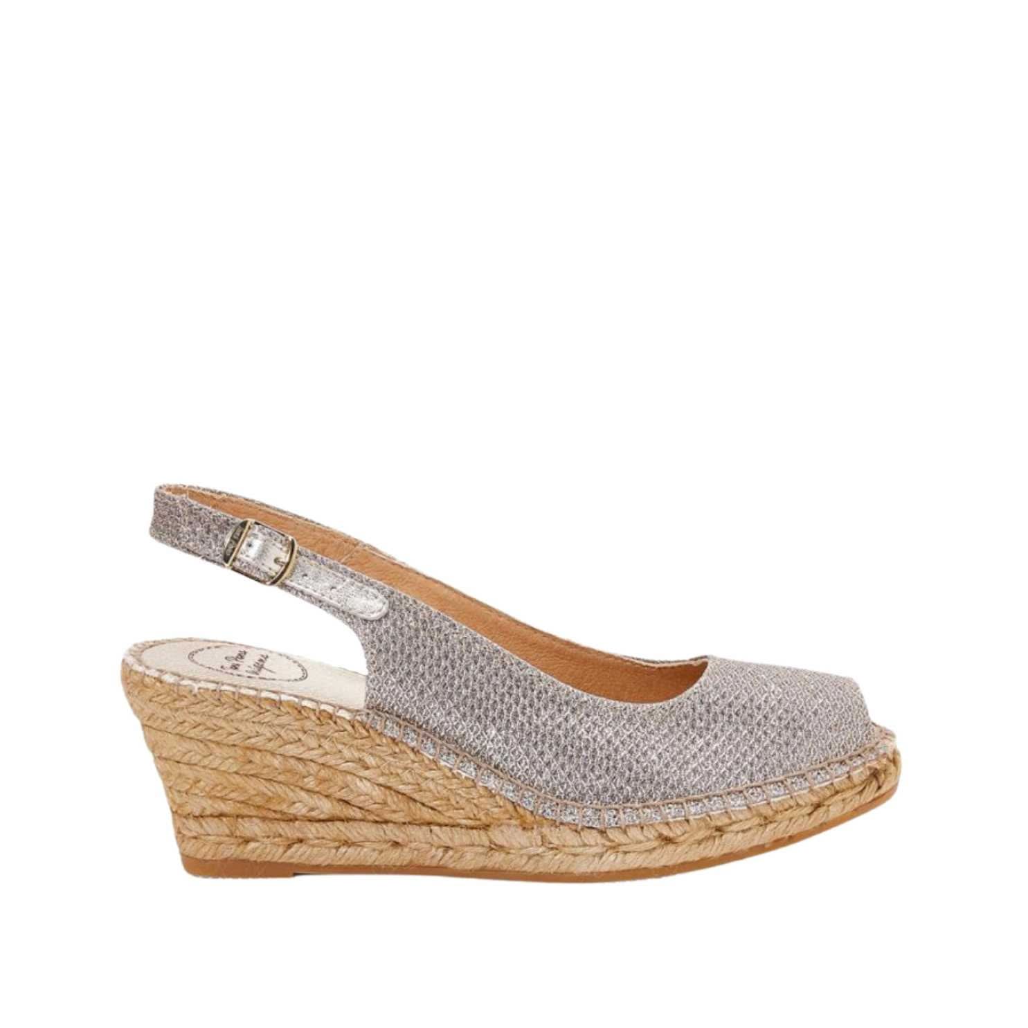 Women's Metallic Cushioned Cotton Wedge Espadrille Shoes - Comfortable Summer Sandals for Beach, Vacation & Casual Outings