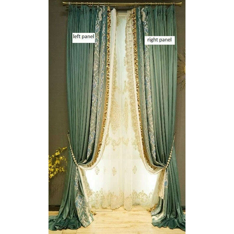 Luxury Velvet Curtains - Turquoise Blue Blackout Drapes for Living Room & Bedroom - Premium Designer Window Treatments for Home Decor
