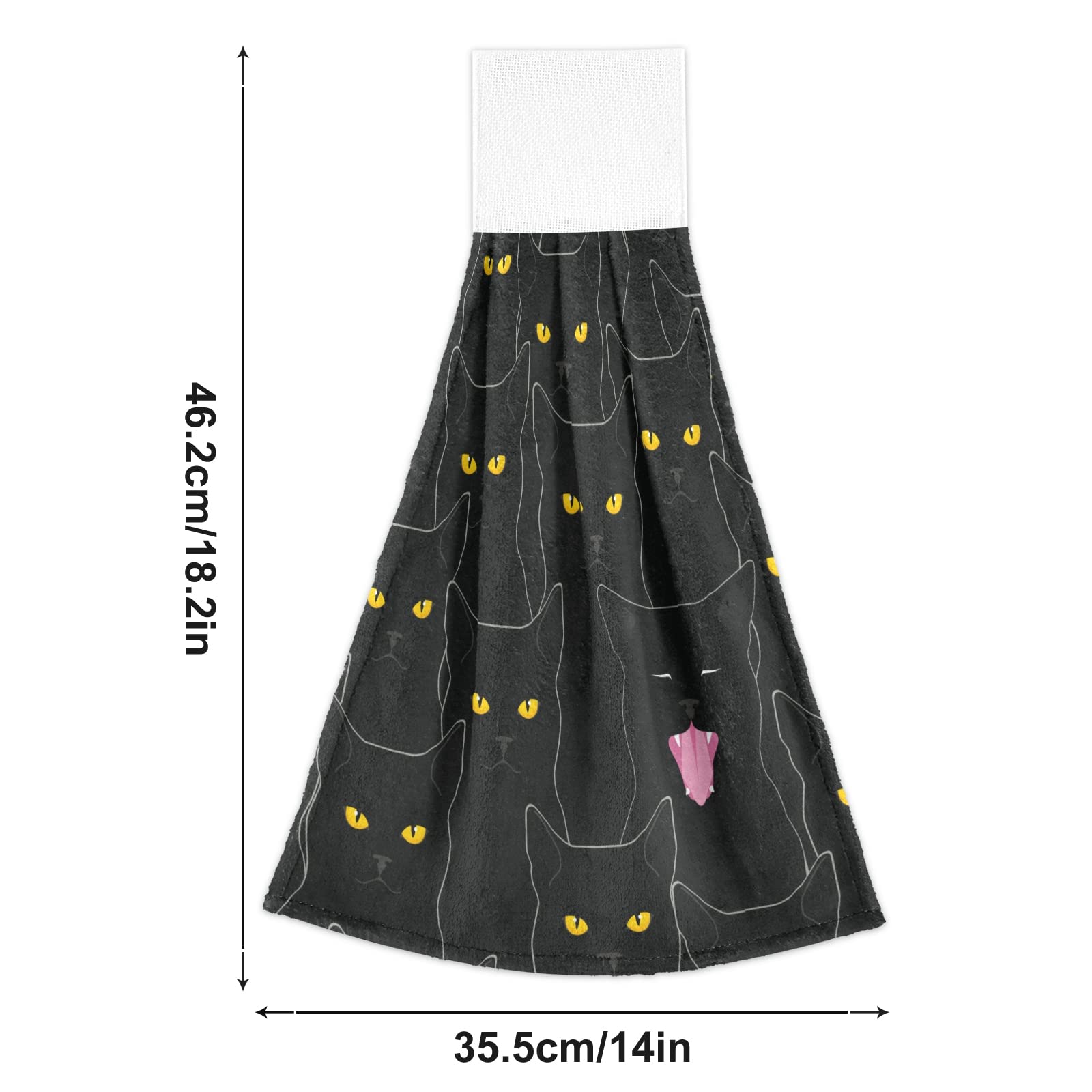 Black Cat Halloween Hanging Kitchen Towels - Set of 2 Absorbent Hand & Dish Towels for Bathroom, Farmhouse Decor, Housewarming Gift - Perfect for Halloween Parties, Kitchen Decor & Cozy Home Accents