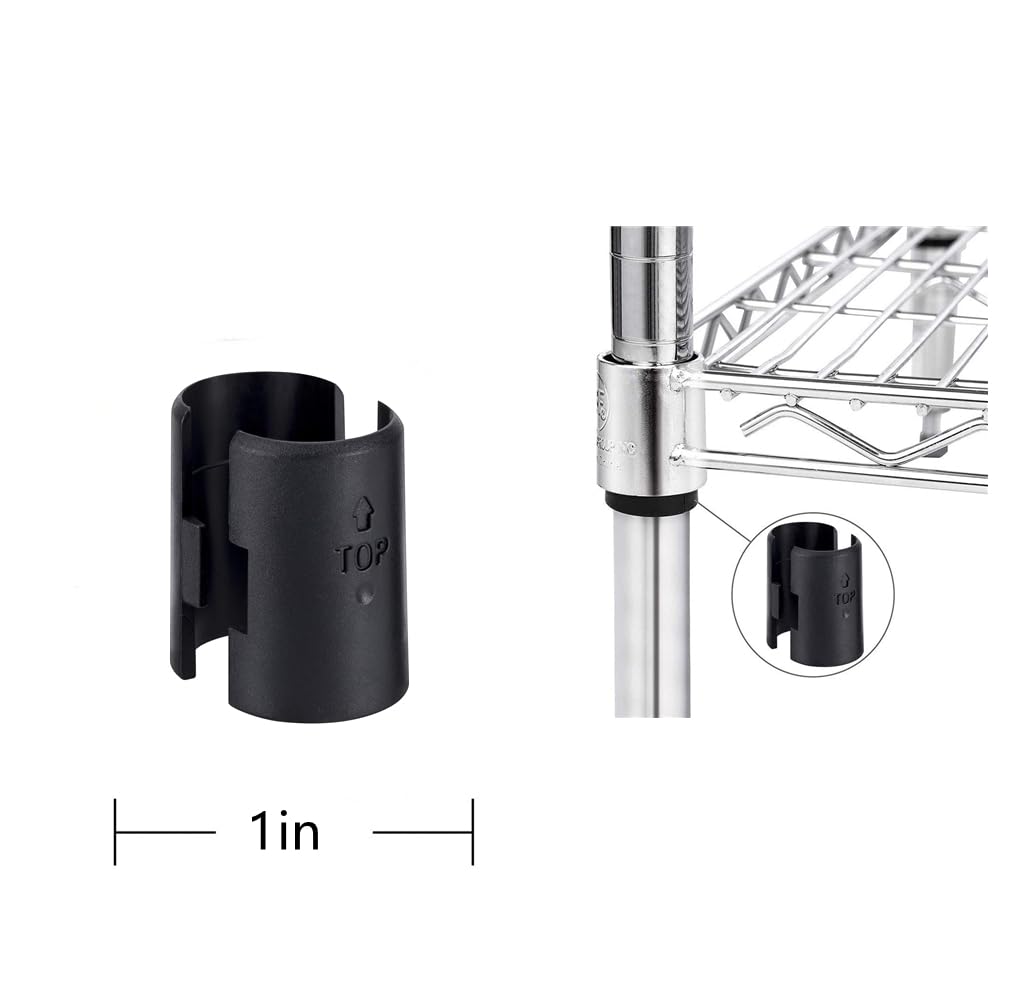 24 Pcs Wire Shelving Shelf Lock Clips for 1 Inch Post - Heavy Duty Shelving Sleeve Replacements for Wire Rack Systems (1 Inch Diameter) - Perfect for Garage Storage, Closet Organizers & Commercial Shelving Units