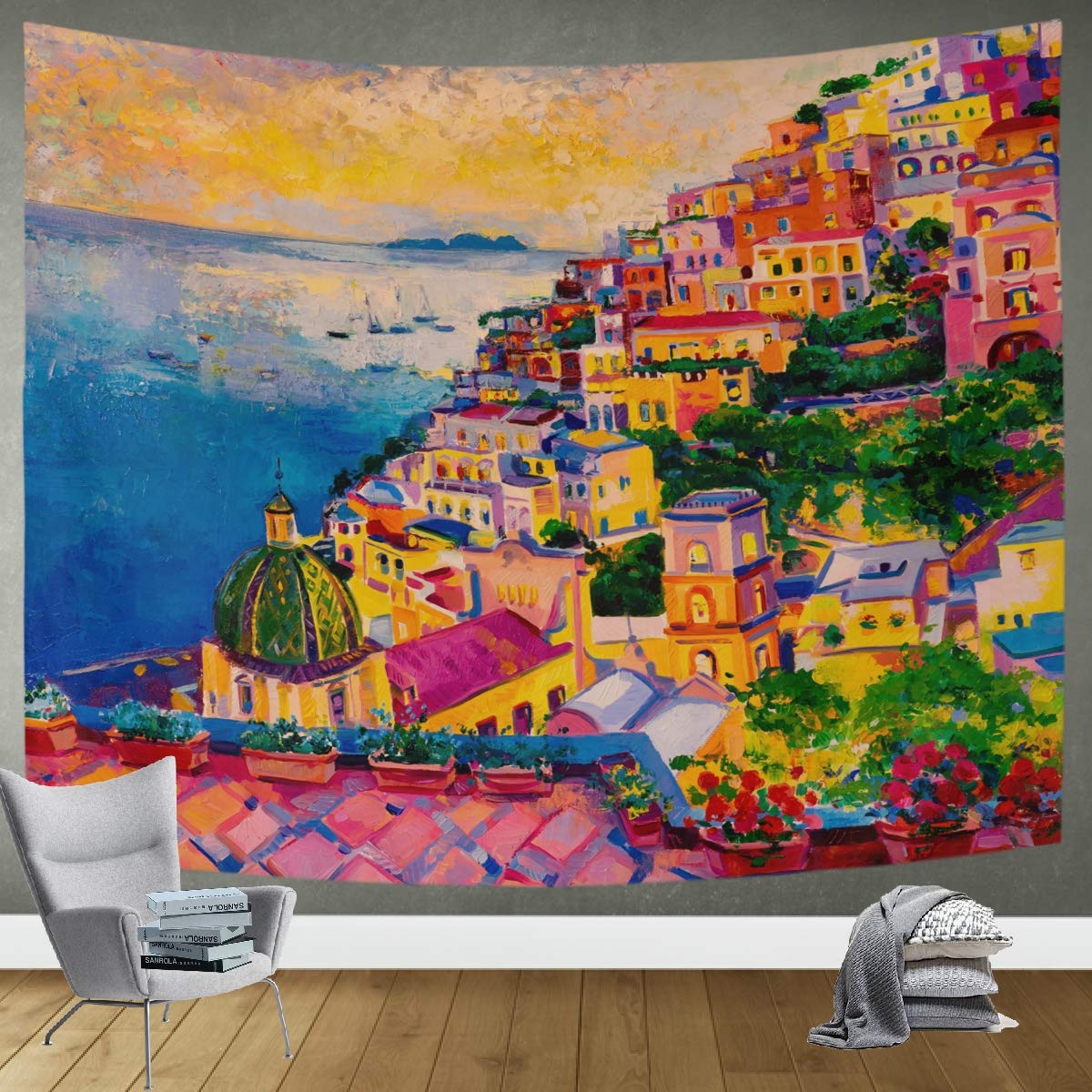 DOMIKING Venice Water City Tapestry Wall Hanging 80x60 Inches - Bohemian Bedroom Decor, Living Room Wall Art, Dorm Room Aesthetic | Perfect for Home Decor, Wedding Backdrop & Photo Shoot Background