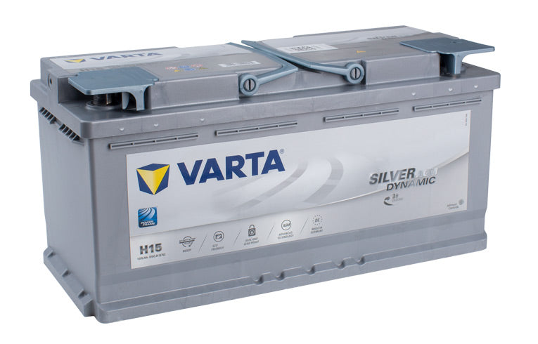 Varta DIN105L AGM Silver Dynamic Car Battery 950CCA H15/A4 (Start Stop AGM) - Perfect for European Vehicles with Start-Stop Technology