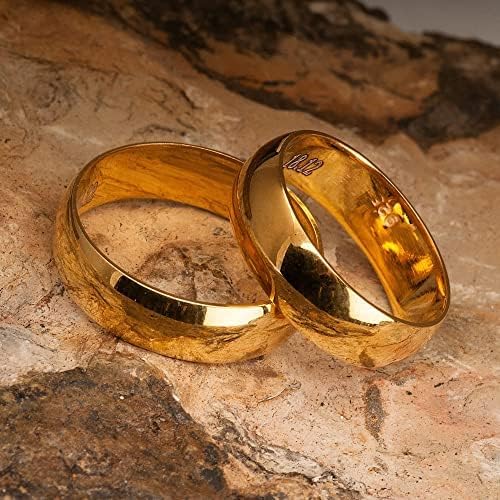 6mm 14K Gold Plated Wedding Ring Set for Couples - Matching His & Hers Wedding Bands, Personalized Engraved Silver Rings - Perfect for Anniversaries, Engagements & Romantic Gifts