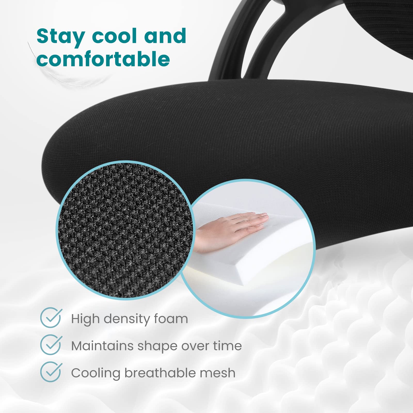 Ergonomic Office Chair with Lumbar Support - Mid Back Mesh Computer Desk Chair with Wheels, Swivel & Flip-Up Arms - Comfortable Task Chair for Home Office, Gaming, Study & Bedroom - Black (Ideal for Long Work Hours, Online Classes & PC Gaming Sessions)