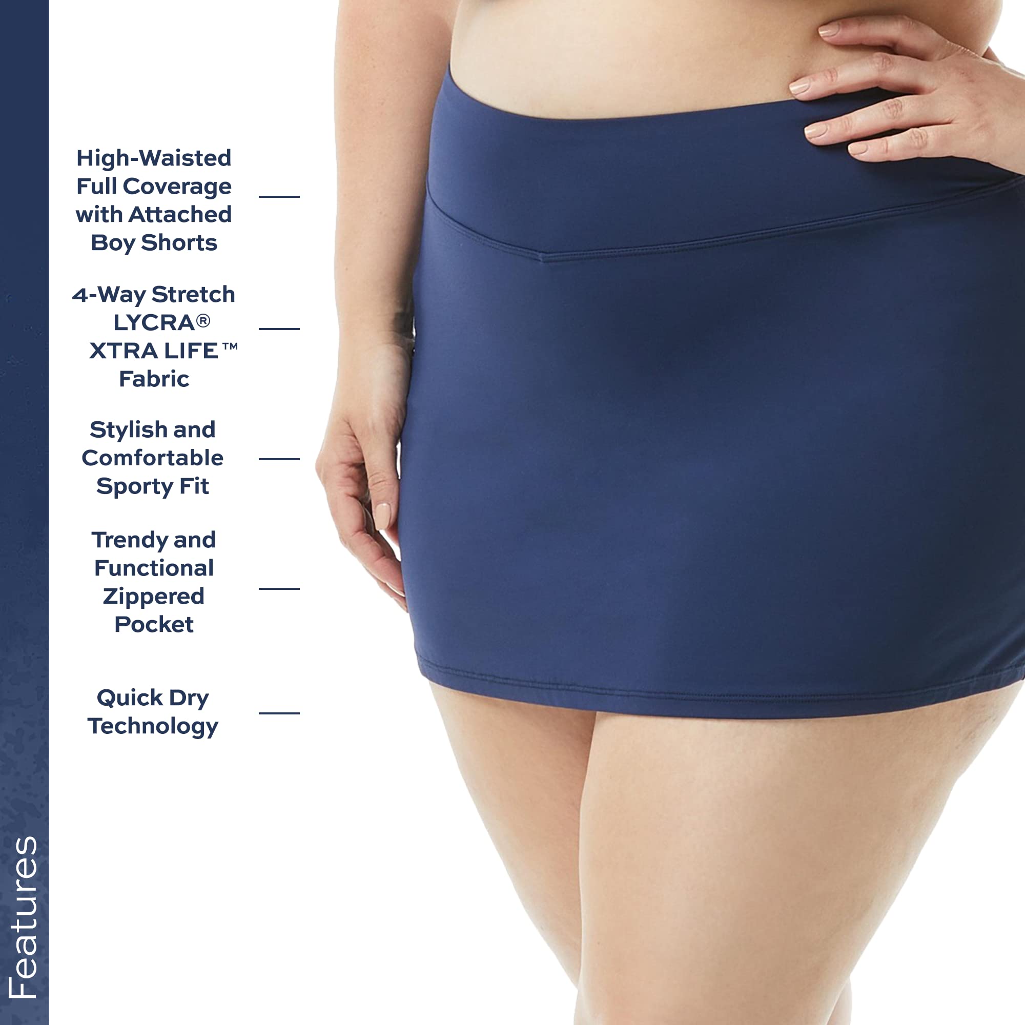 BEACH HOUSE Emma Swim Skort - Modest Plus Size Swimsuit Skirt with Built-in Shorts for Women | Comfortable Swimwear Cover Up for Beach, Pool & Water Activities